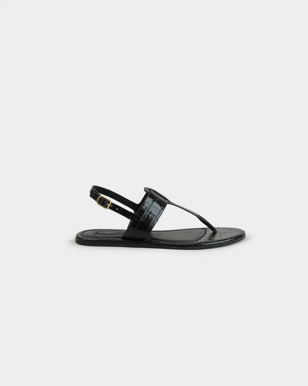 Anne Croco Embossed Leather Thong Leather Sandals - M85Y0 - Alex Rivière Studio X Manebí - Black