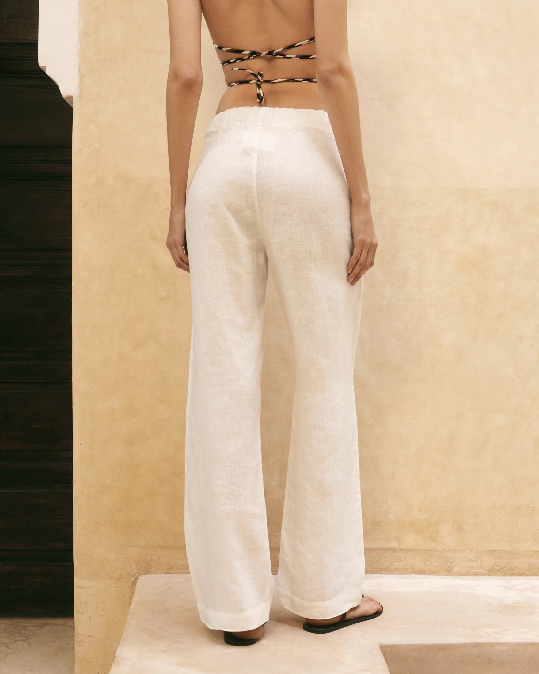 Linen Belem Trousers - L51BM - Shell White - Image 6