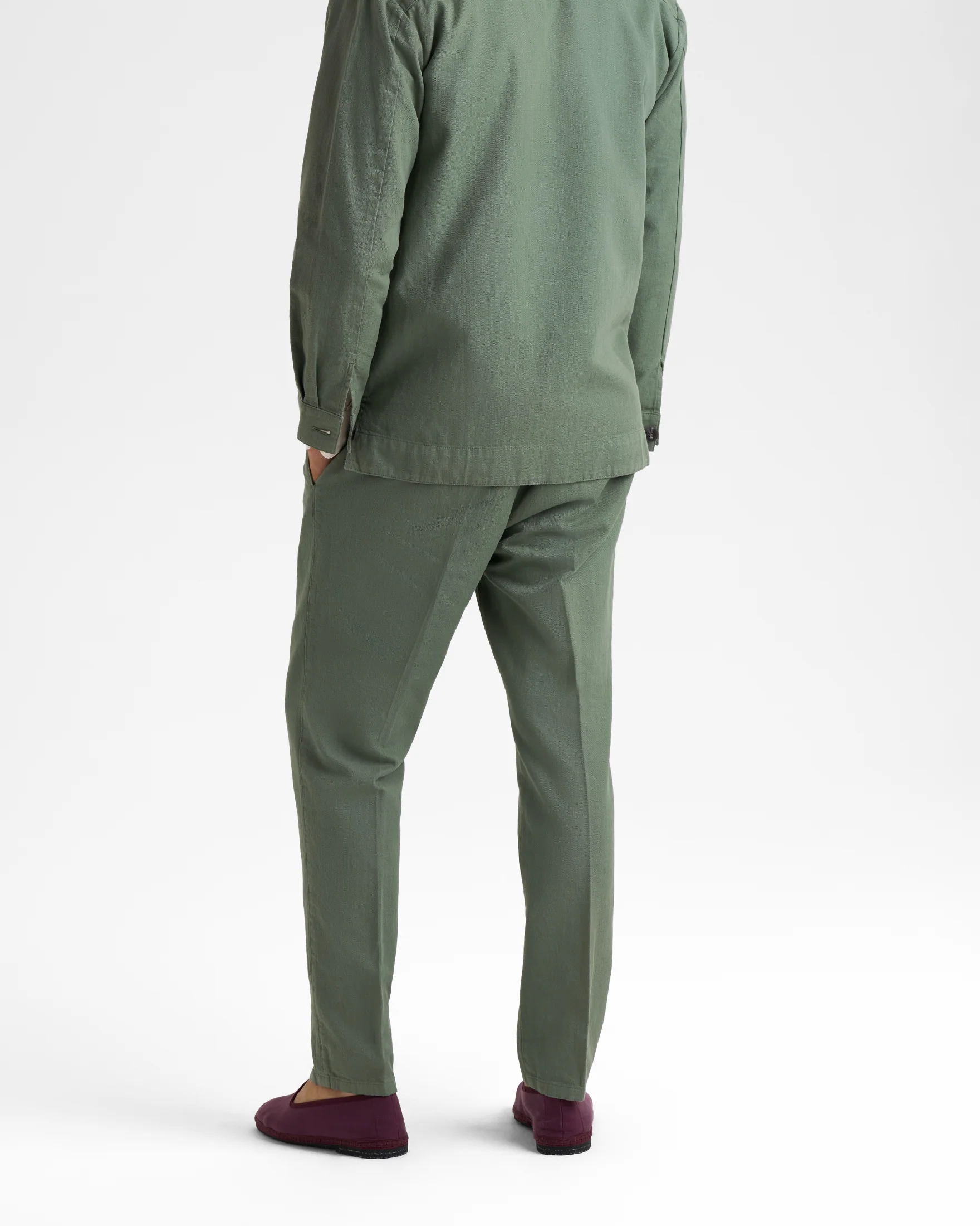 Blend Cotton Gabardine Portofino Trousers - F27MZ - Military Green - Image 4