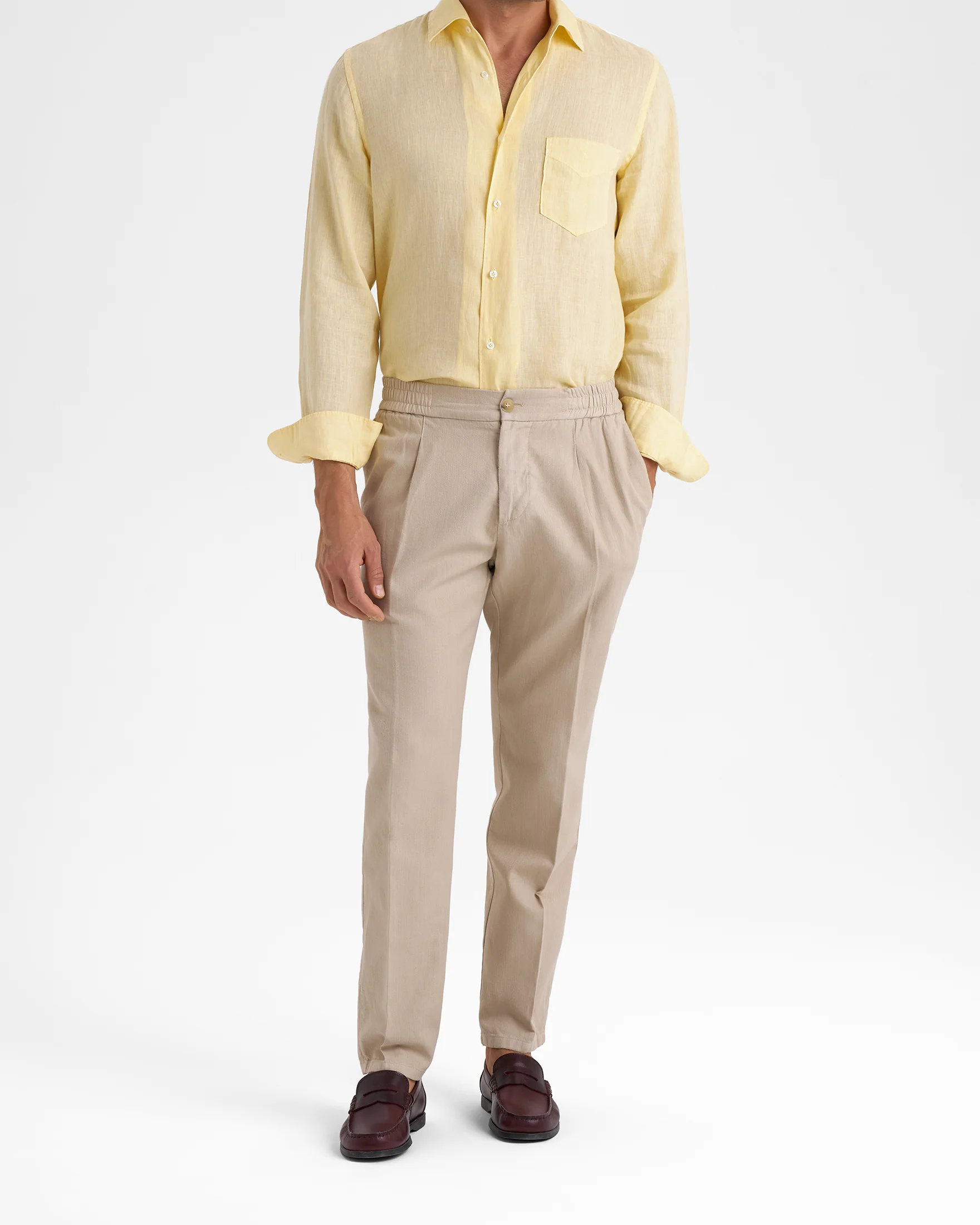 Blend Cotton Gabardine Portofino Trousers - F32MZ - Sand