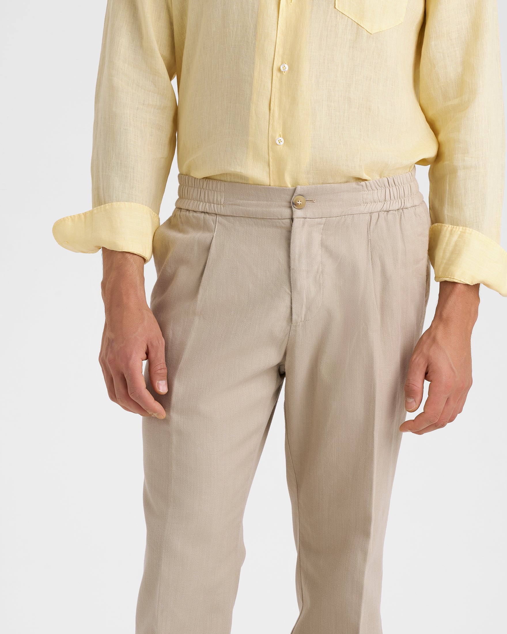 Blend Cotton Gabardine Portofino Trousers - F32MZ - Sand - Image 3