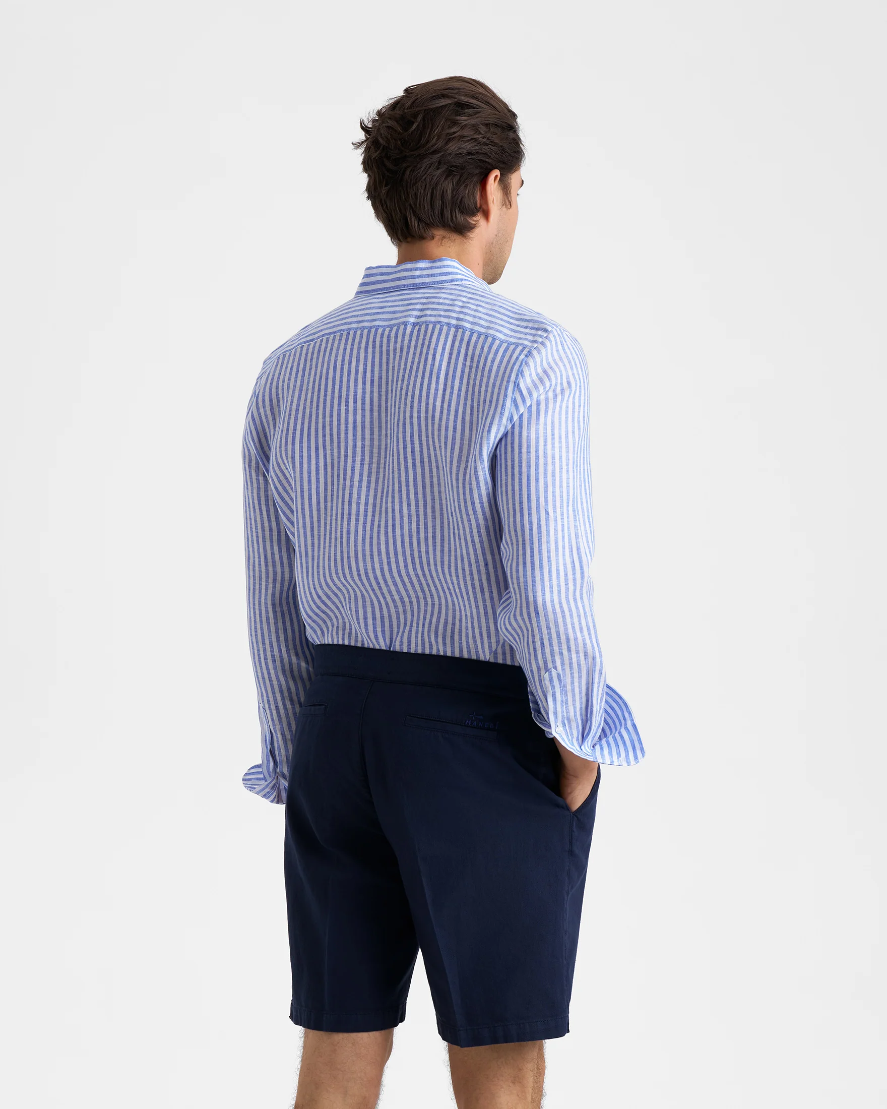 Blend Cotton Gabardine Positano Shorts - F15MP - Night Blue - Image 4