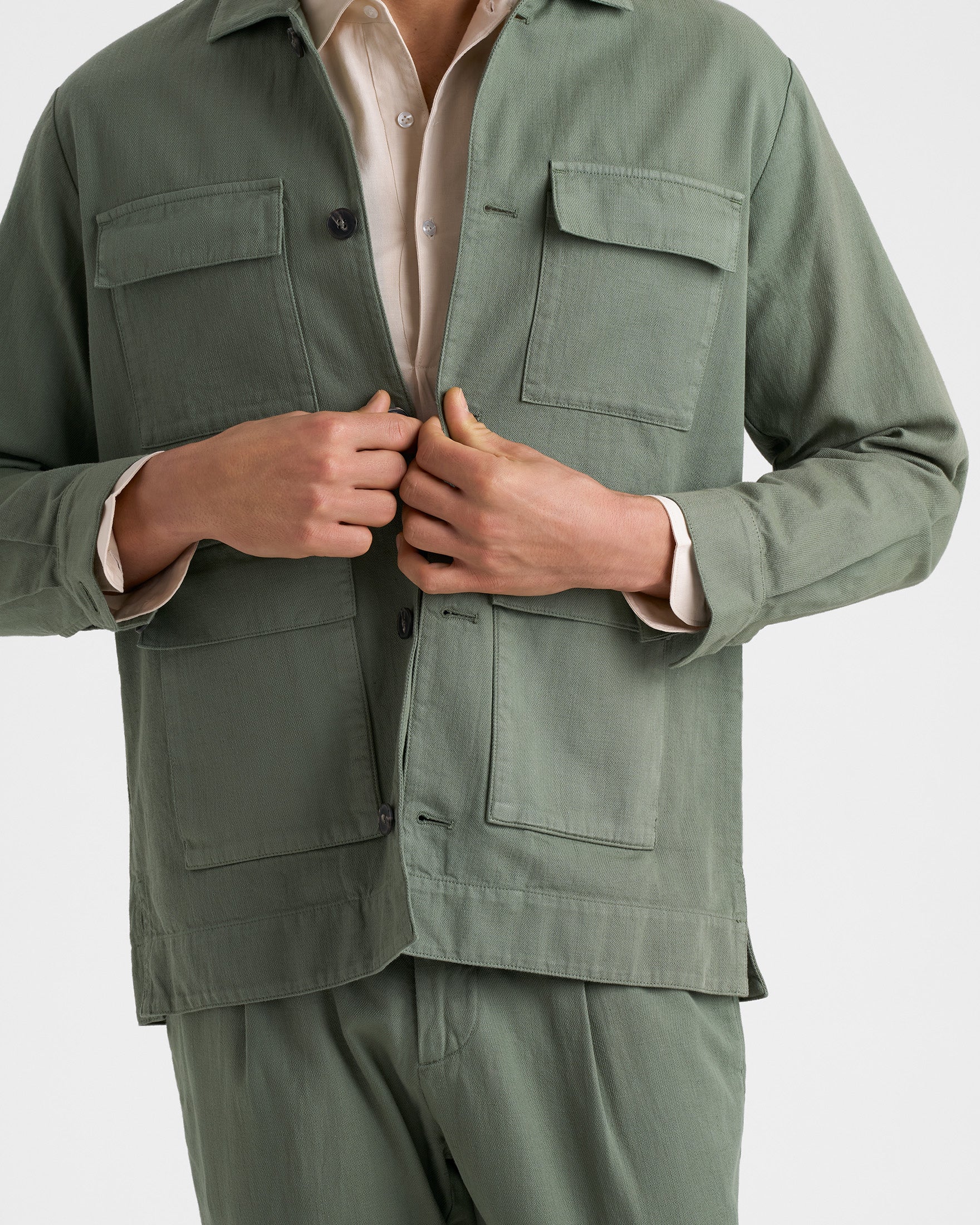Blend Cotton Gabardine Savana Jacket - F27JJ - Military Green - Image 3