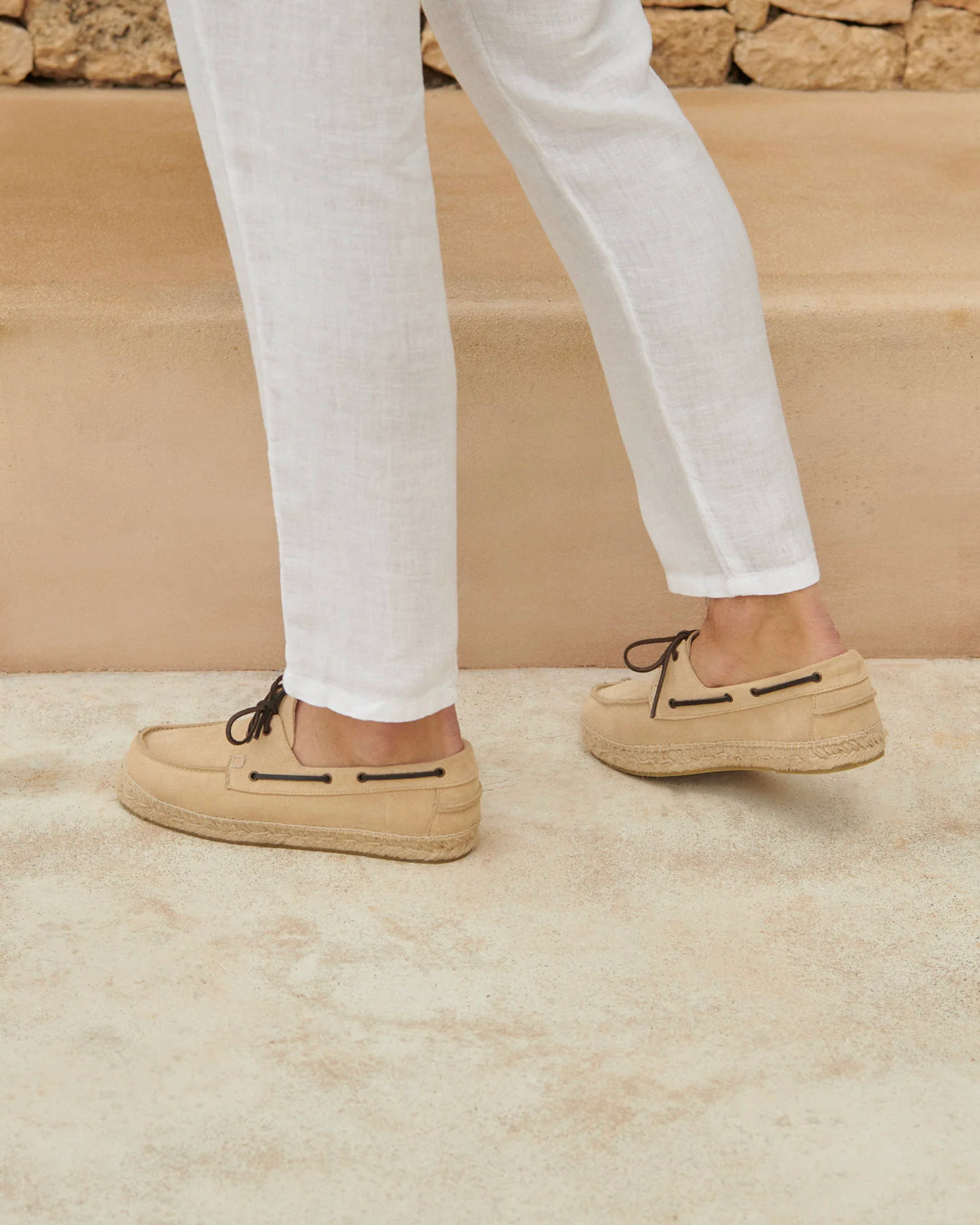 Suede Boat-Shoes Espadrilles - K11K0 - Hamptons Champagne Beige - Image 4