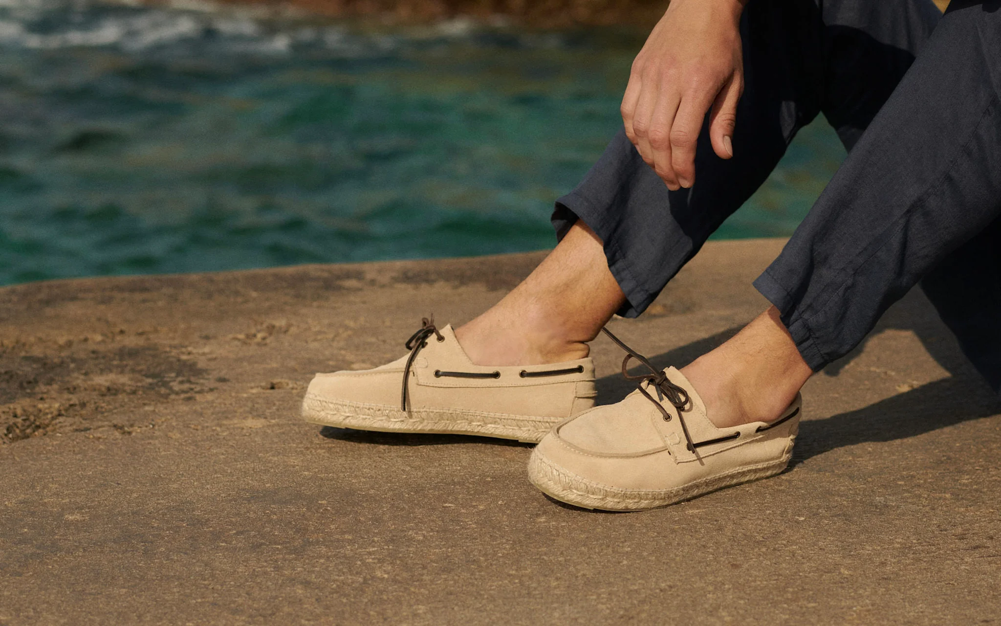 Suede Boat-Shoes Espadrilles - K11K0 - Hamptons Champagne Beige - Image 7