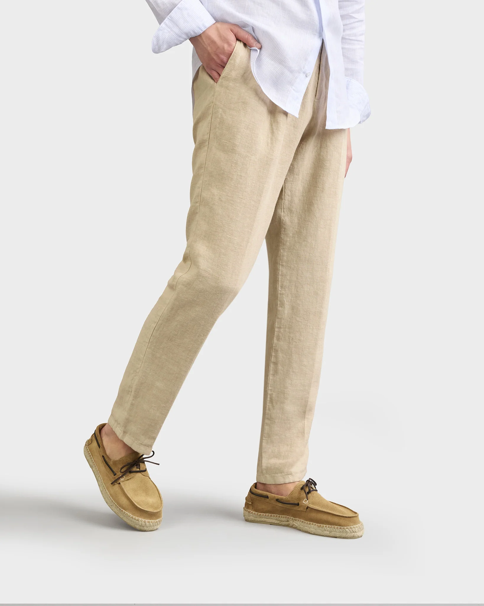 Suede Boat-Shoes Espadrilles - M28K0 - Hamptons Washed Beige - Image 5