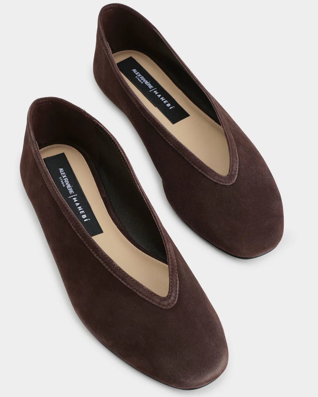 Camille Suede Ballet Flats - M63GF - Alex Rivière Studio x Manebí­­ - Chocolate - Image 4