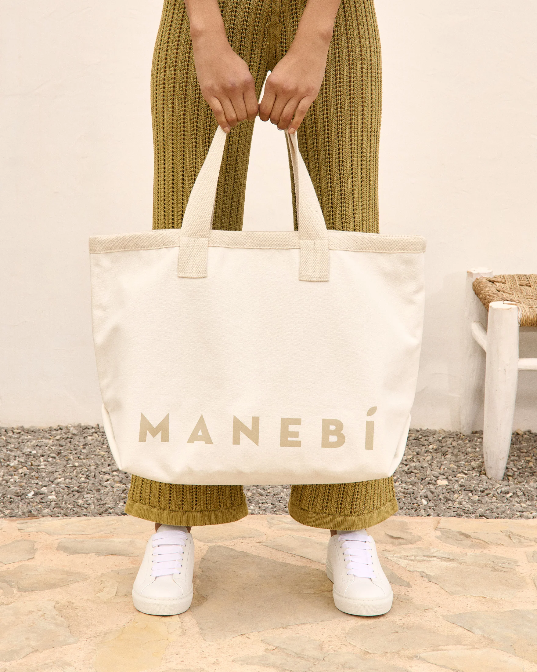 Canvas California Tote Bag - B02EY - La Havana White With Beige Logo - Image 4
