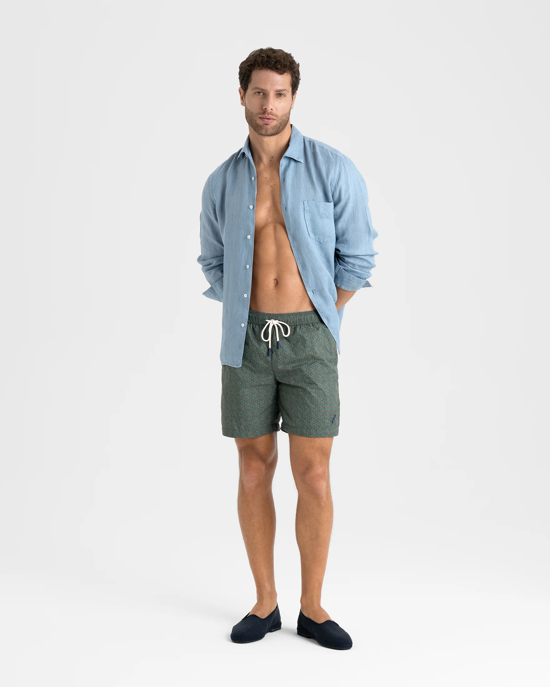 Ciro Printed Recycled Ultra Light Swim Shorts - B20PM - Paisley On Dark Green - Image 4
