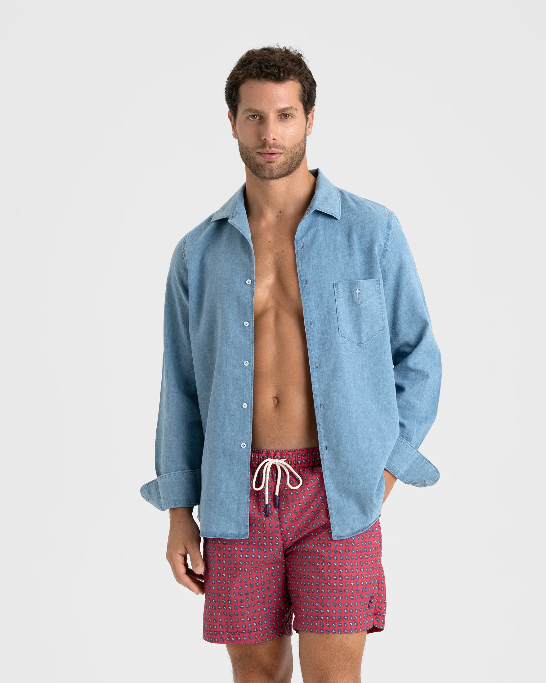 Ciro Printed Recycled Ultra Light Swim Shorts - B23PM - Paisley On Burgundy - Image 3