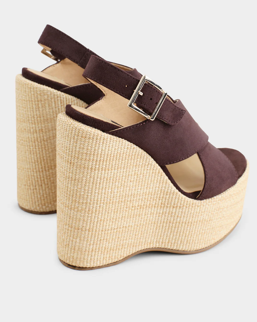 Cleo Soft Suede Chunky Crossover Wedge Espadrilles - N18XK - Alex Rivière Studio X Manebí - Chocolate - Image 4