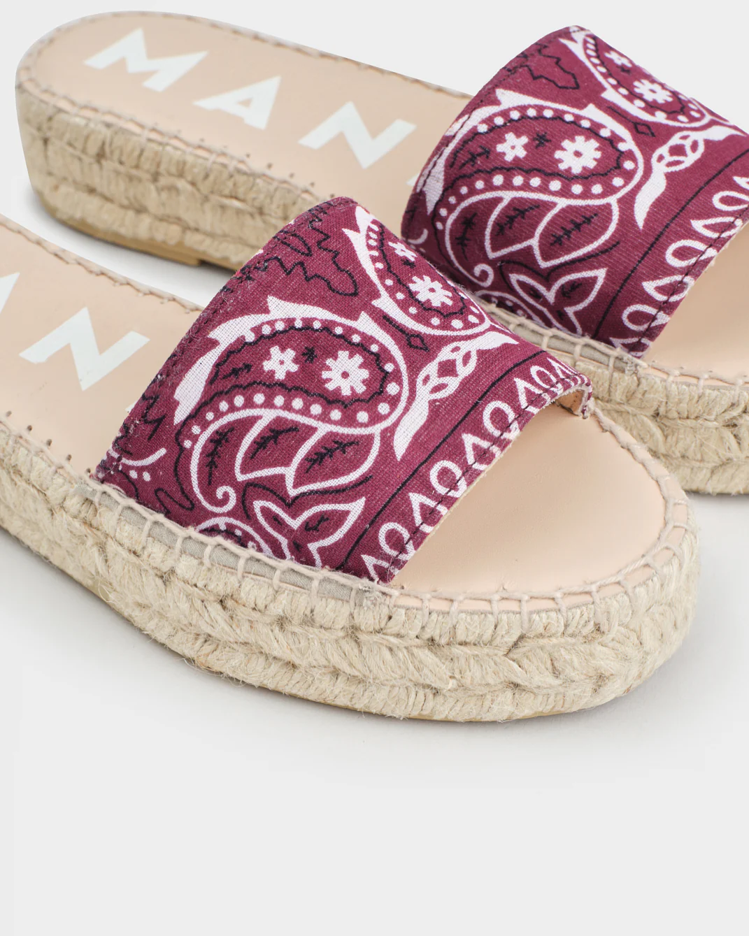 Cotton Bandana Double Sole Slides - X12DS - Bandana - Burgundy - Image 4