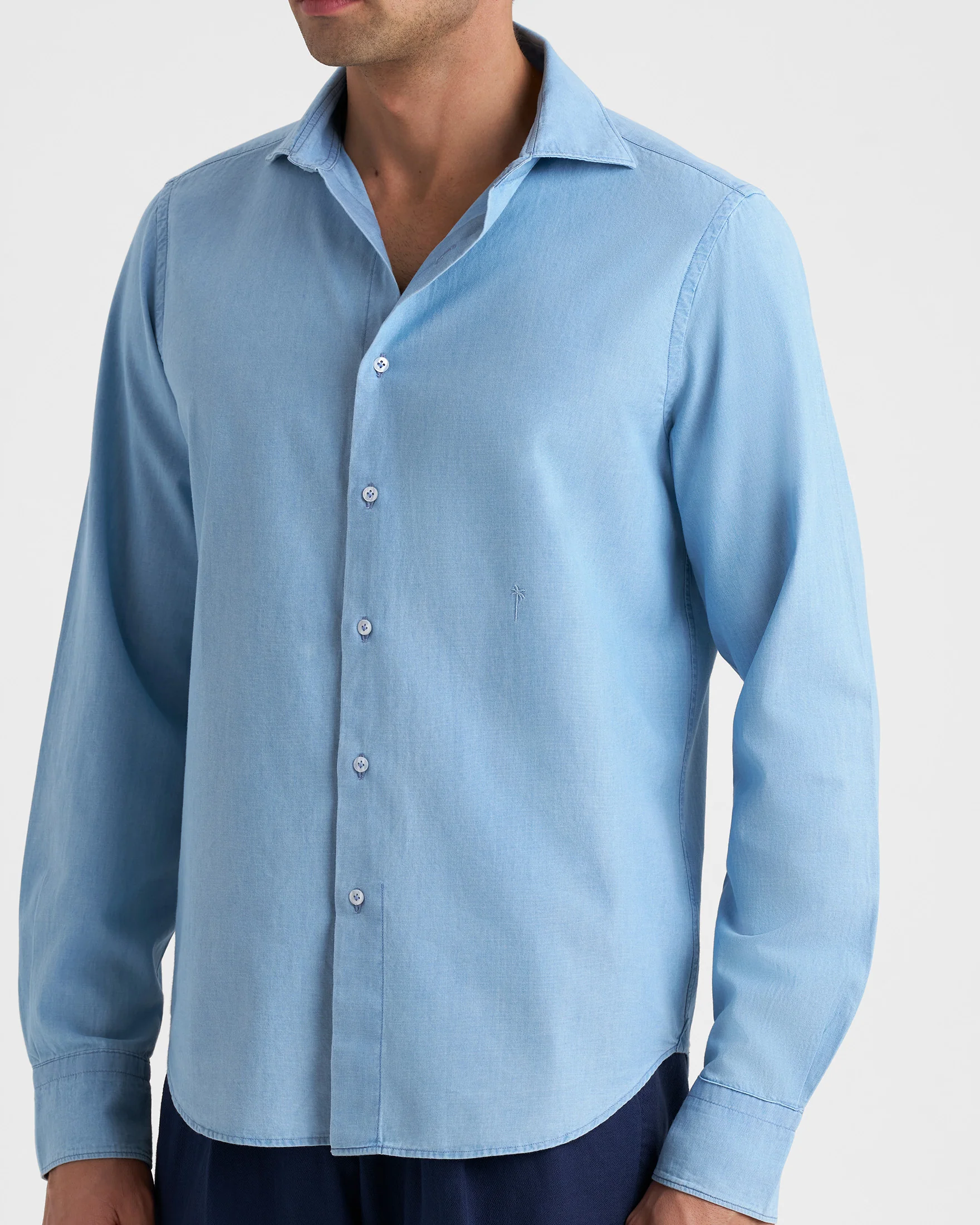 Cotton Chambray Posillipo Shirt - C45GZ - Bleached - Image 3