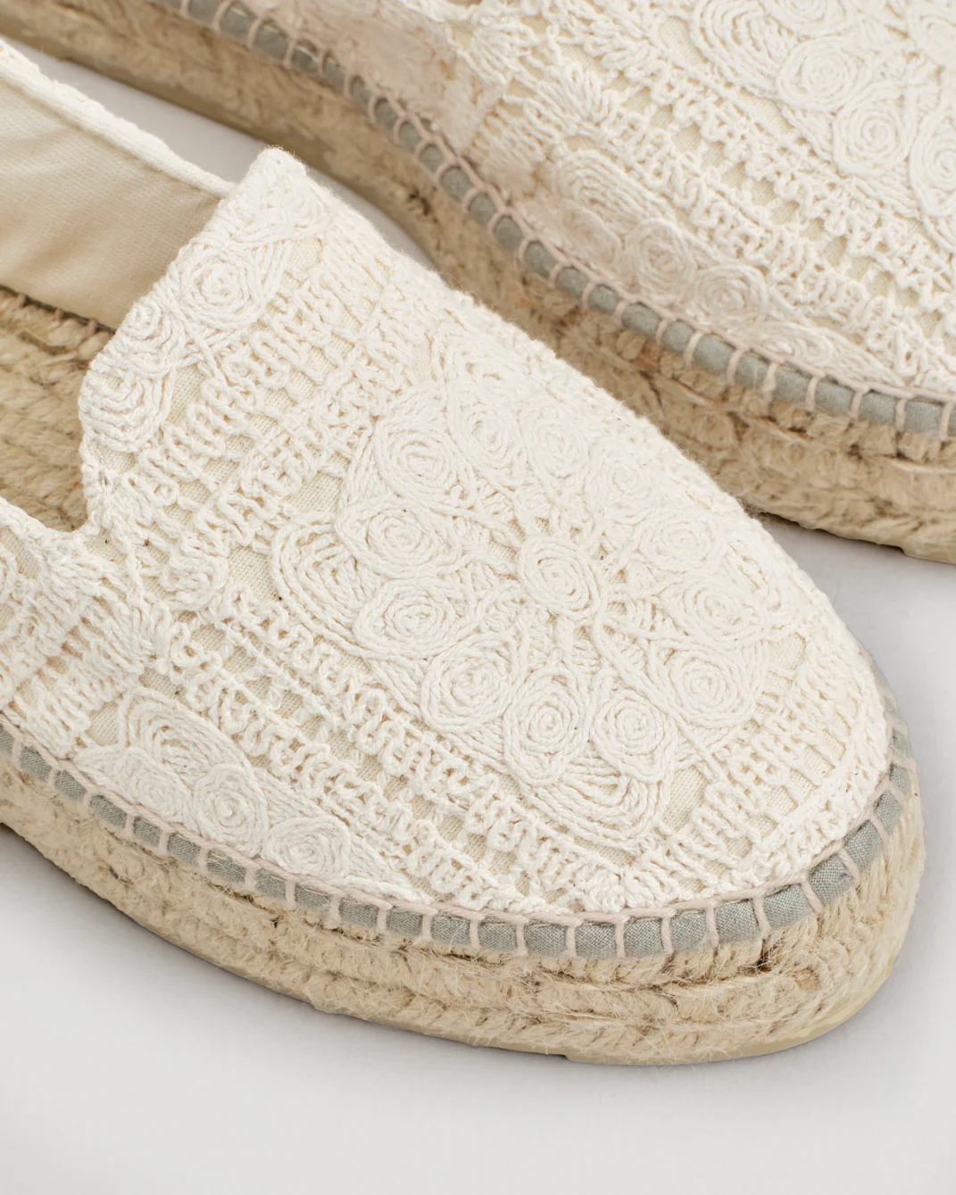 Cotton Crochet Double Sole Espadrilles - G03D0 - Natural - Image 4