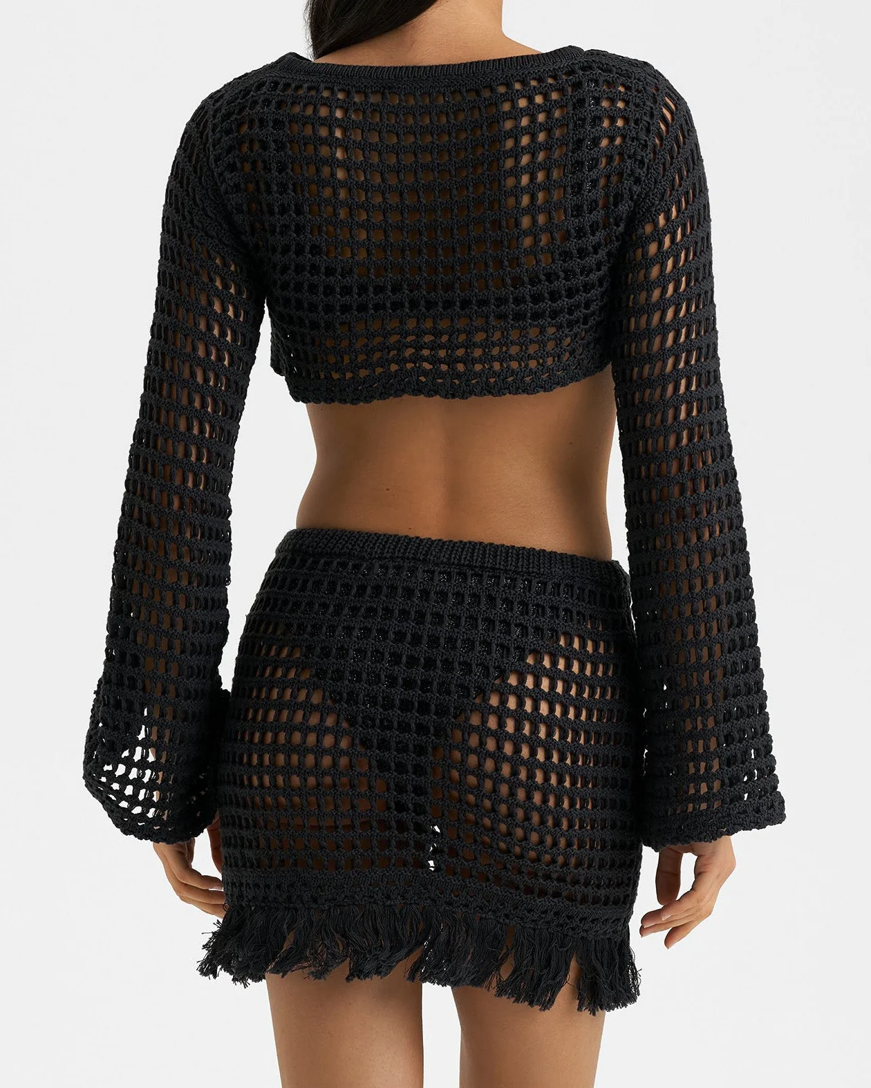 Cotton Crochet Elba Skirt - M06ZJ - Smoke Net - Image 5