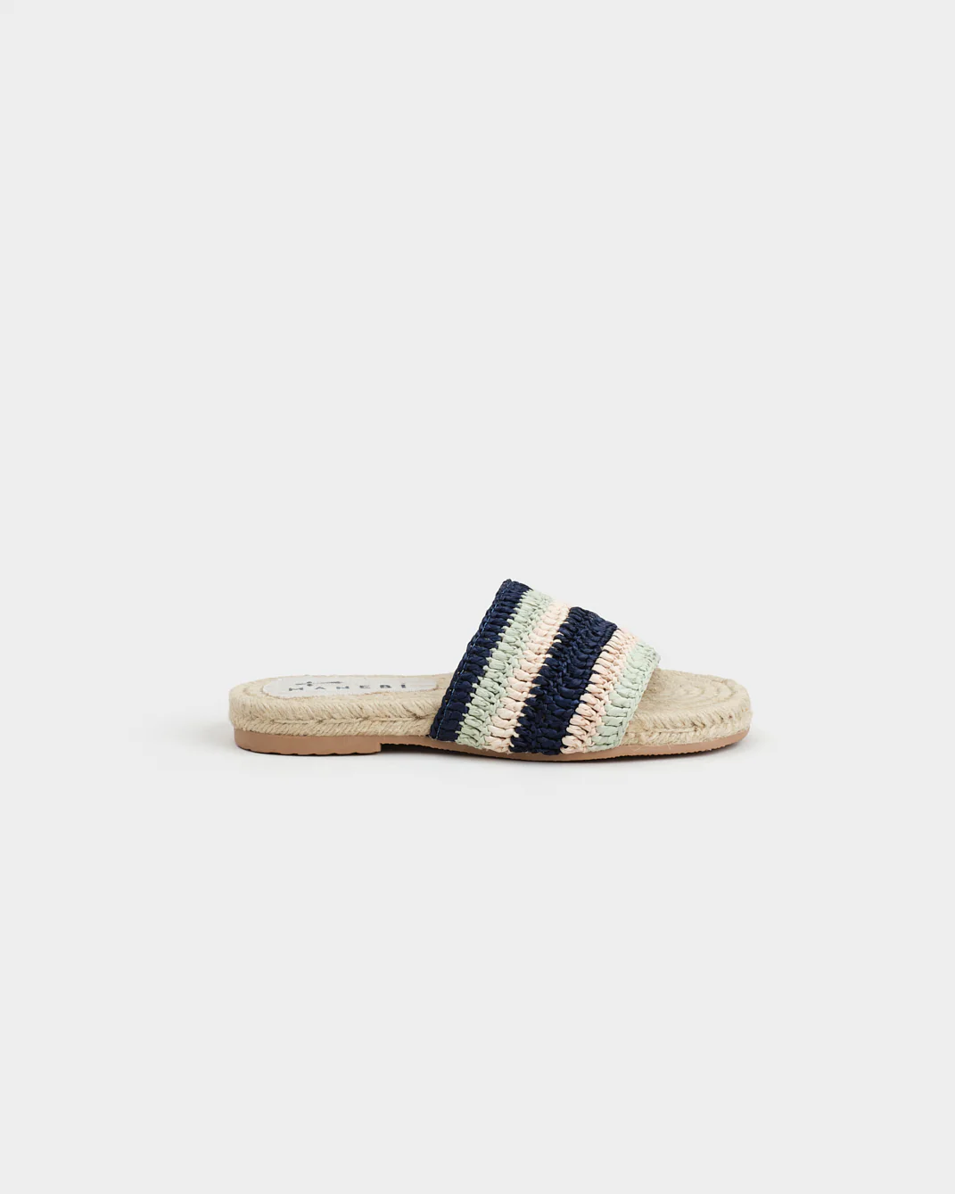 Cotton Crochet Jute Sandals - Q64Y0 - Yucatán Patriot Blue & Mint Stripes