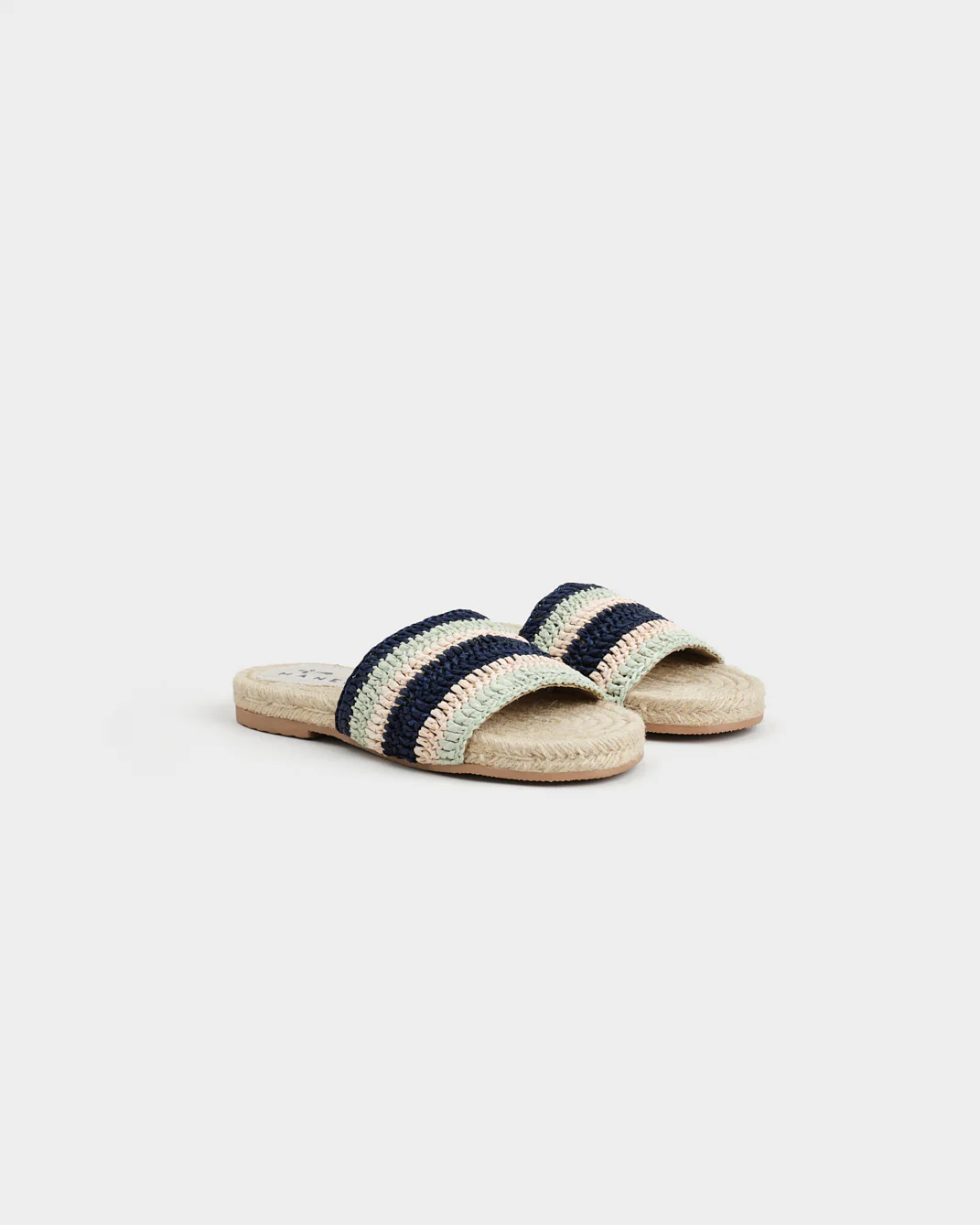Cotton Crochet Jute Sandals - Q64Y0 - Yucatán Patriot Blue & Mint Stripes - Image 3