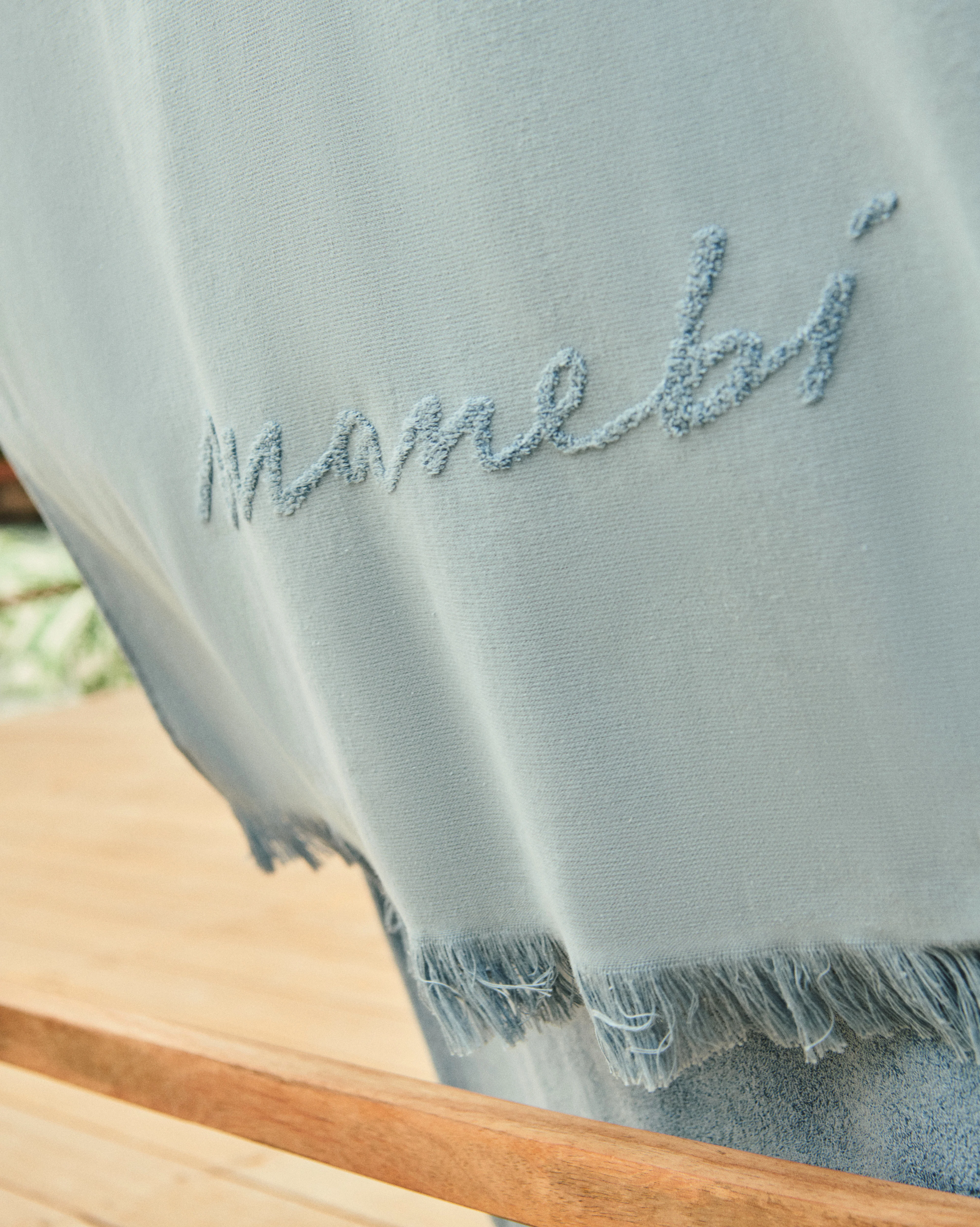 Cotton Jaquard Beach Towel - K14TW - Embroidered Palm & Handwritten Logo Indigo - Image 2