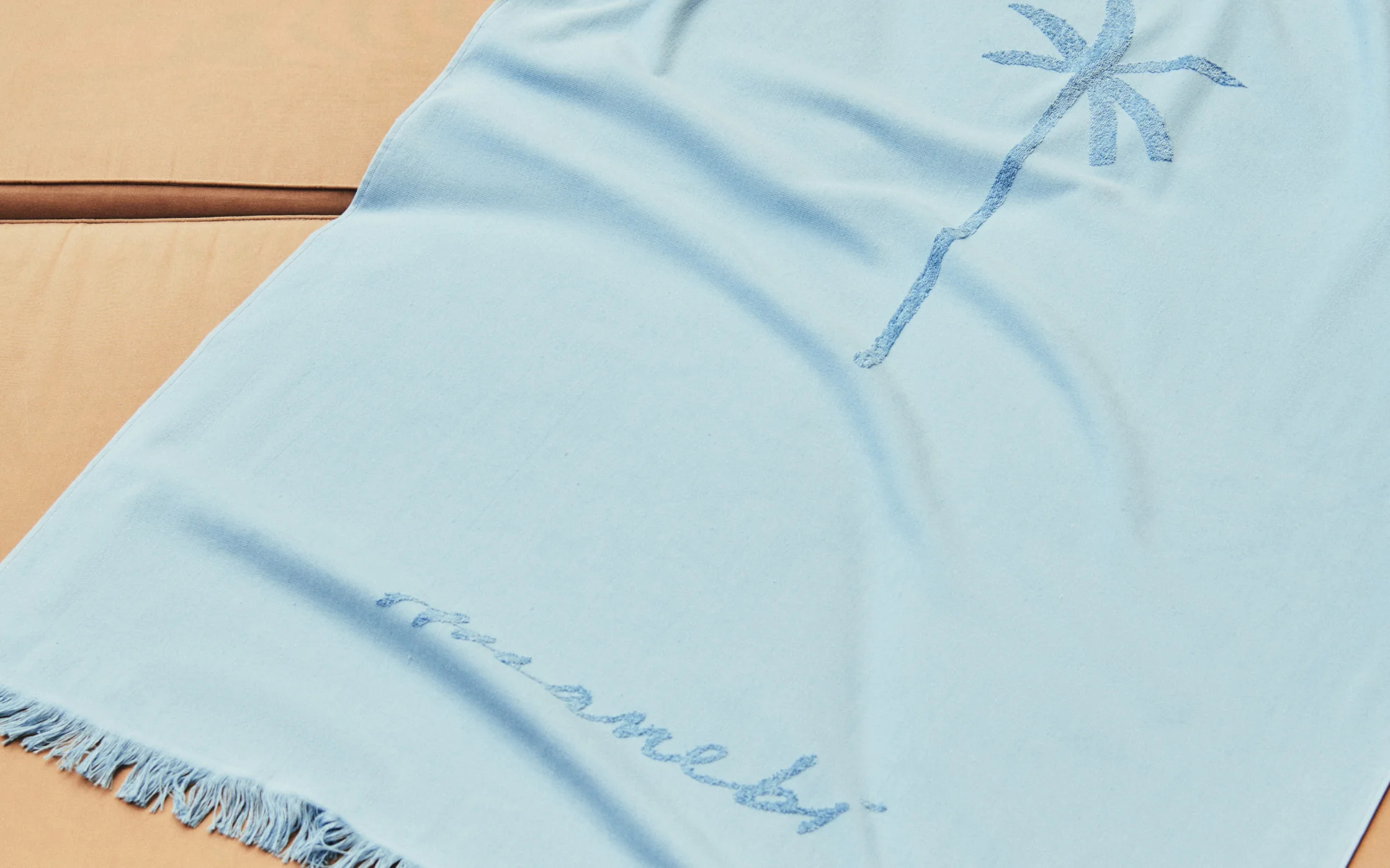 Cotton Jaquard Beach Towel - K14TW - Embroidered Palm & Handwritten Logo Indigo - Image 5