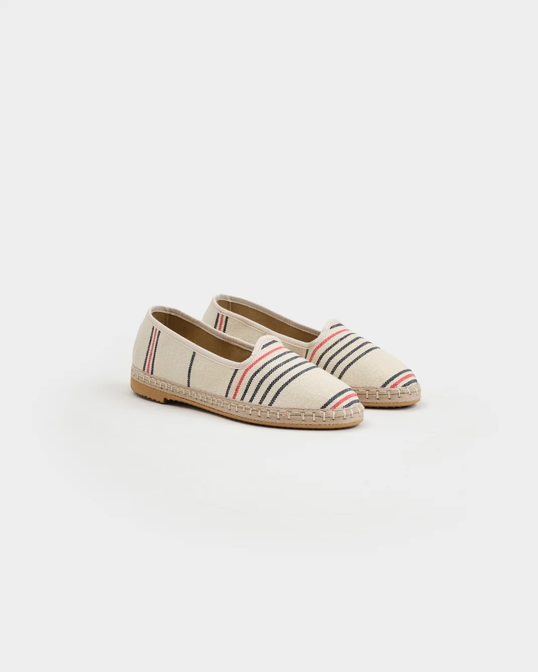 Cotton Jaquard Venetian Slippers - H32VF - Portofino Navy Blue & Red Mini Stripes - Image 3
