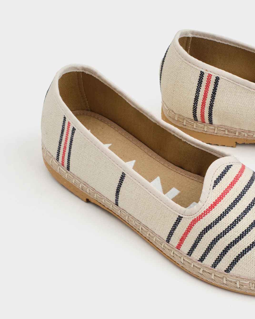 Cotton Jaquard Venetian Slippers - H32VF - Portofino Navy Blue & Red Mini Stripes - Image 4