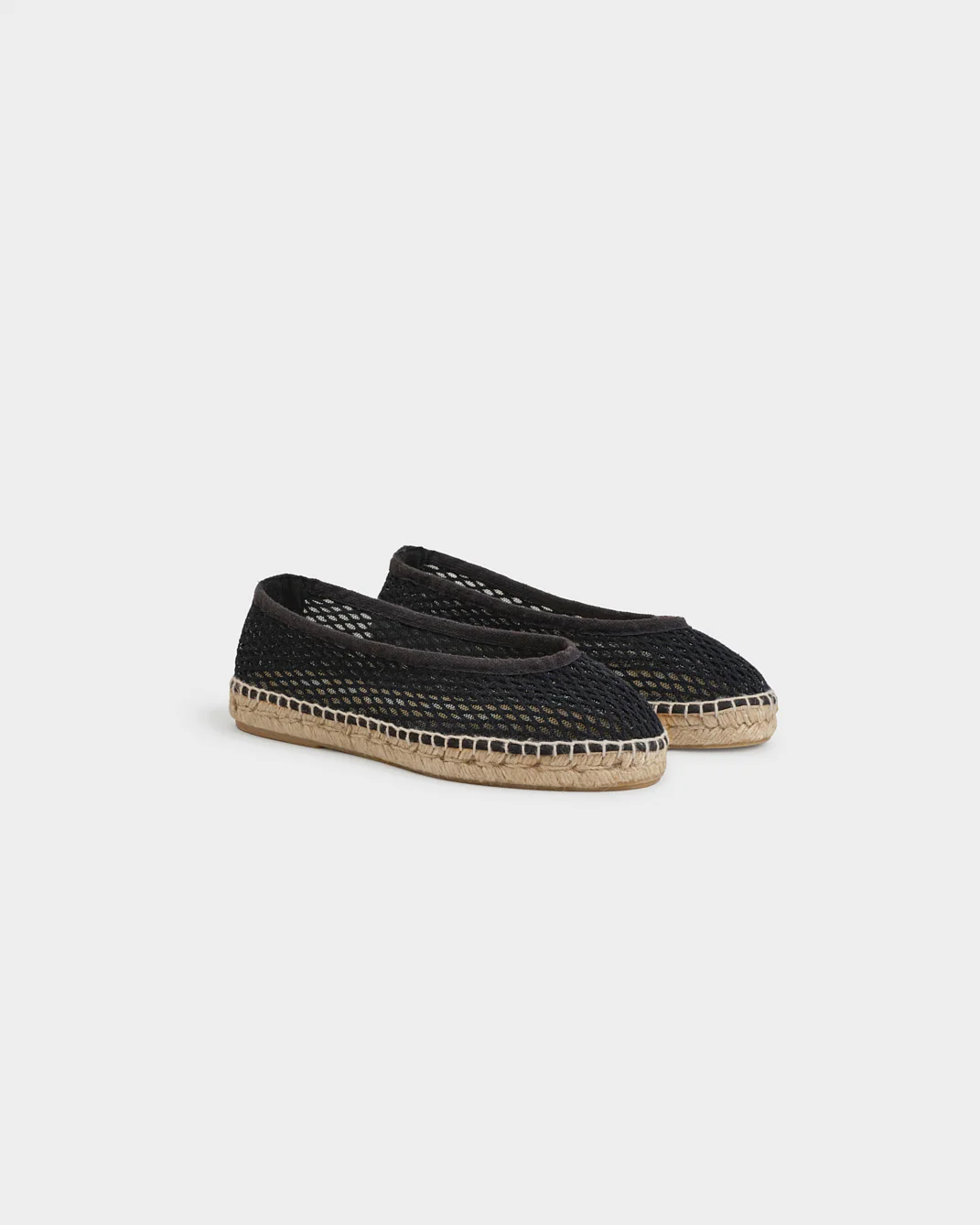 Cotton Net Ballet Flat Espadrilles - X55BK - Monaco - Black - Image 3