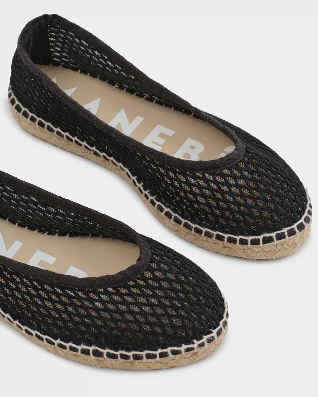Cotton Net Ballet Flat Espadrilles - X55BK - Monaco - Black - Image 4
