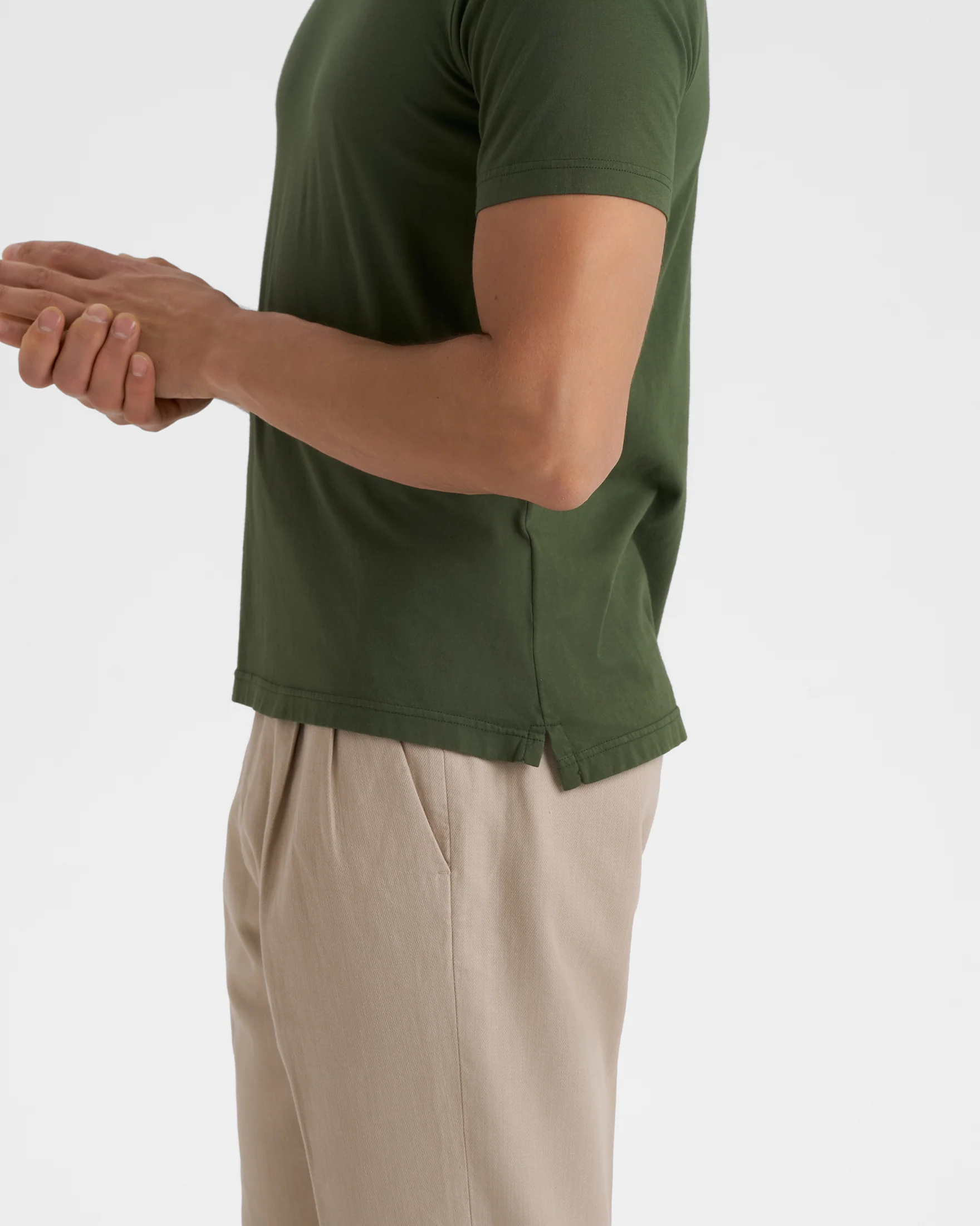 Cotton With Embroidery Sartoriale T-Shirt - G88JI - Olive Green and Blue Scissors Embroidery - Image 4