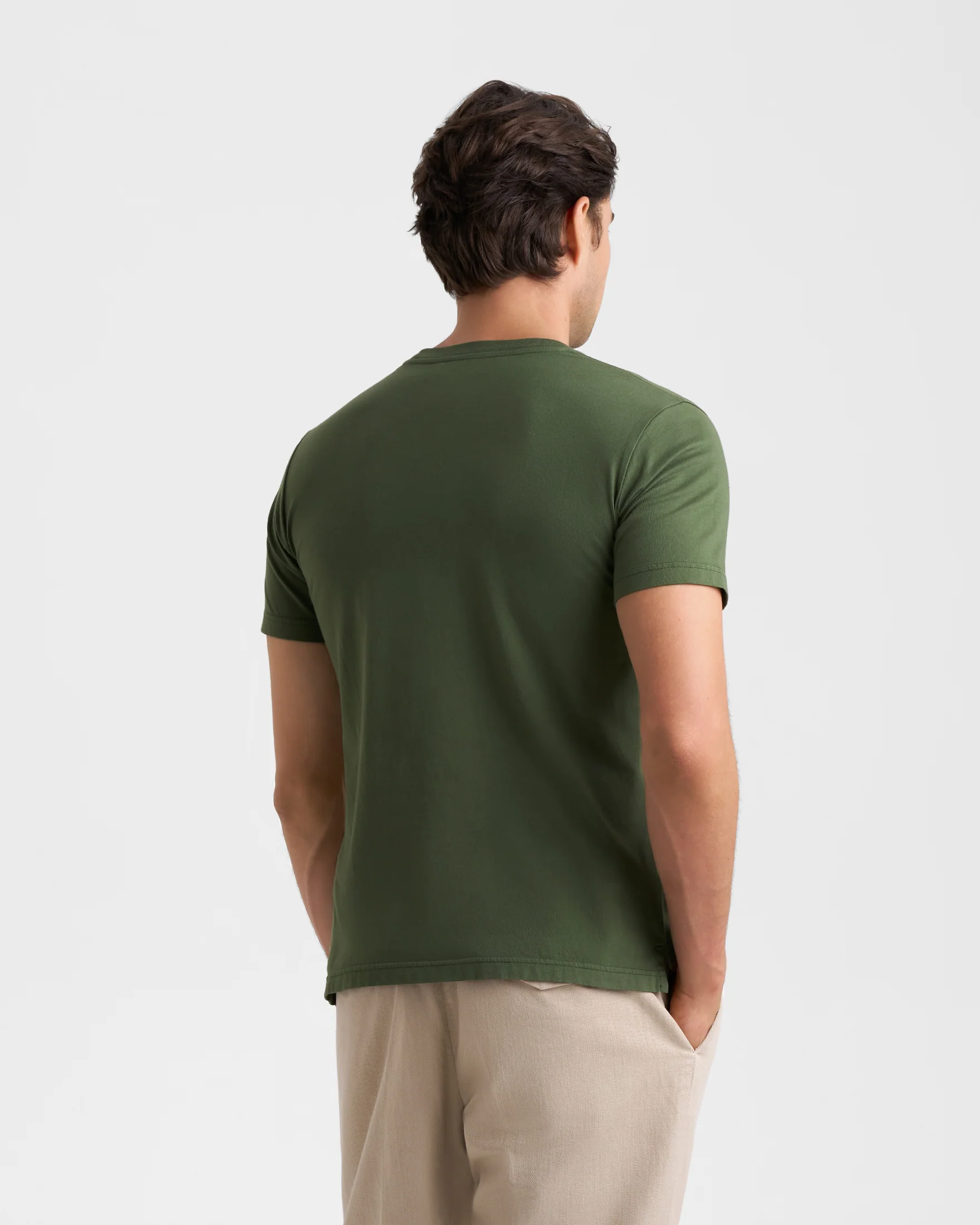 Cotton With Embroidery Sartoriale T-Shirt - G88JI - Olive Green and Blue Scissors Embroidery - Image 5