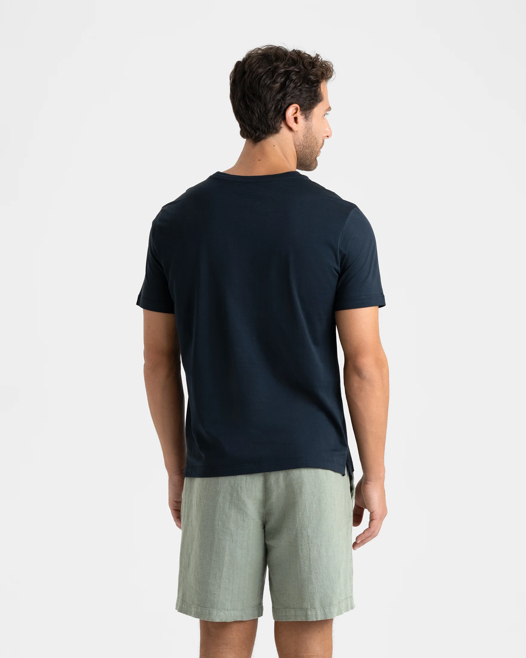 Cotton With Embroidery Ultra Light T-Shirt - K15TN - Night Blue And Palm Emboidery - Image 4