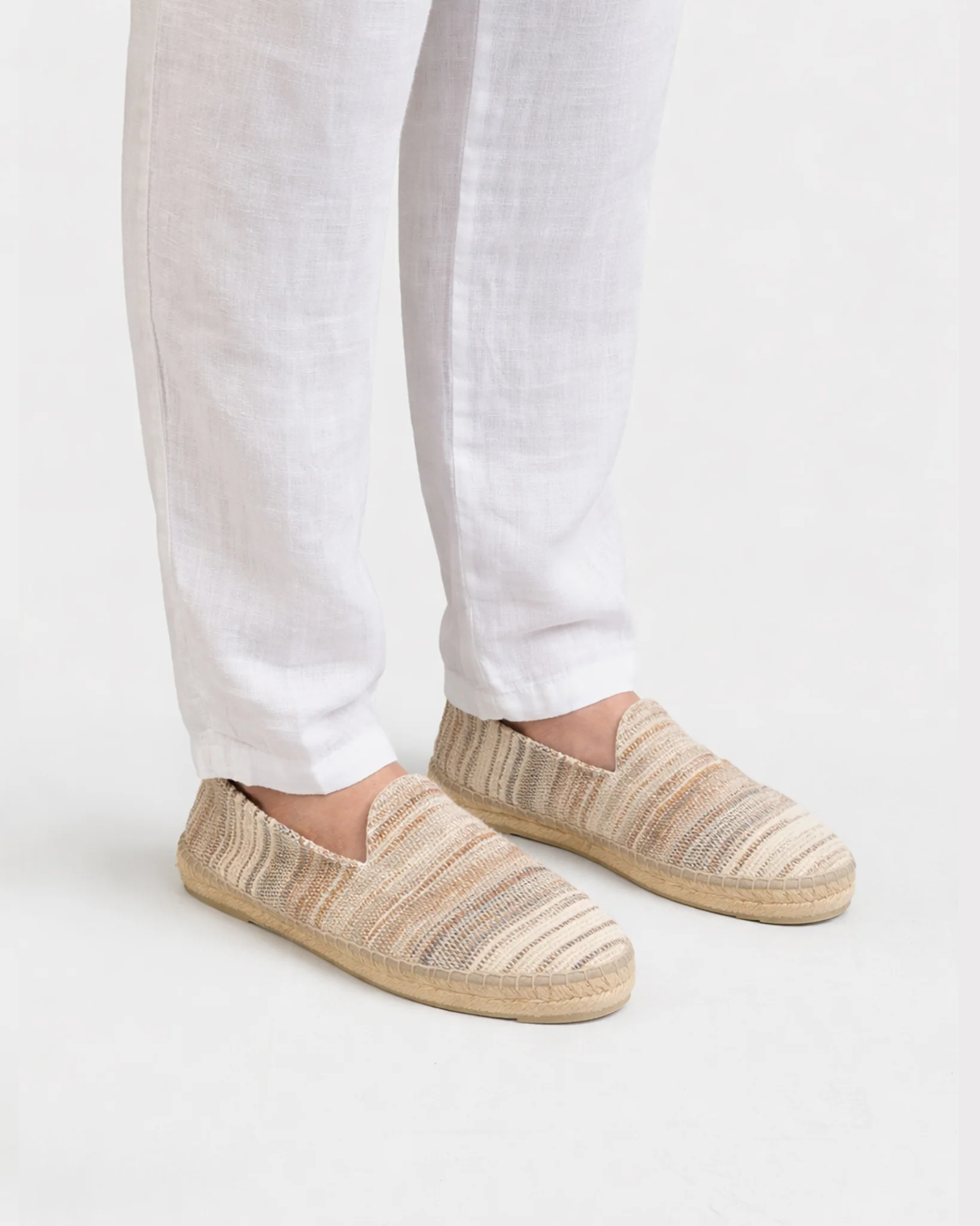 Cotton Wool And Linen Jaquard Espadrilles - X20C0 - Yucatán - Natural And Indigo Shades - Image 3