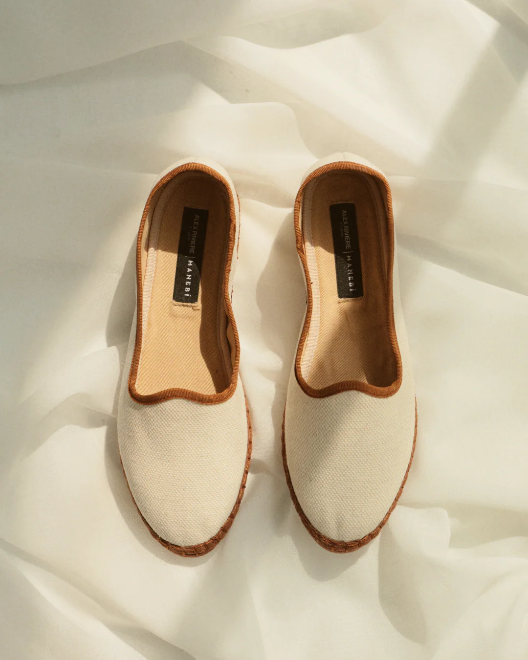 Demi Canvas Venetian Slippers - M55VF - Alex Rivière Studio X Manebí Natural & Tan - Image 5