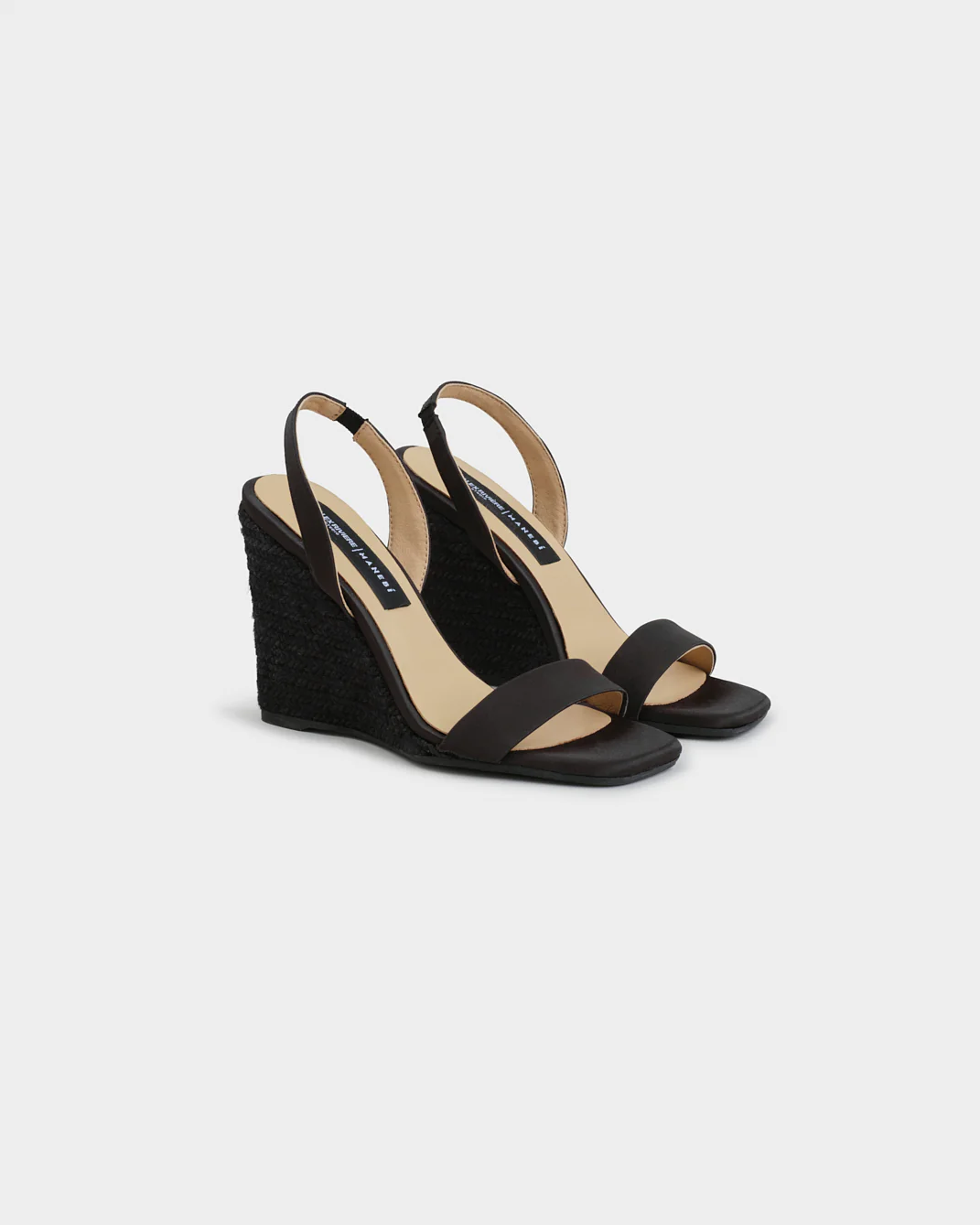 Diana Silk Satin Slingback Open-Toe Wedge Espadrilles - N04XJ - Alex Rivière Studio X Manebí - Black On Tone - Image 3