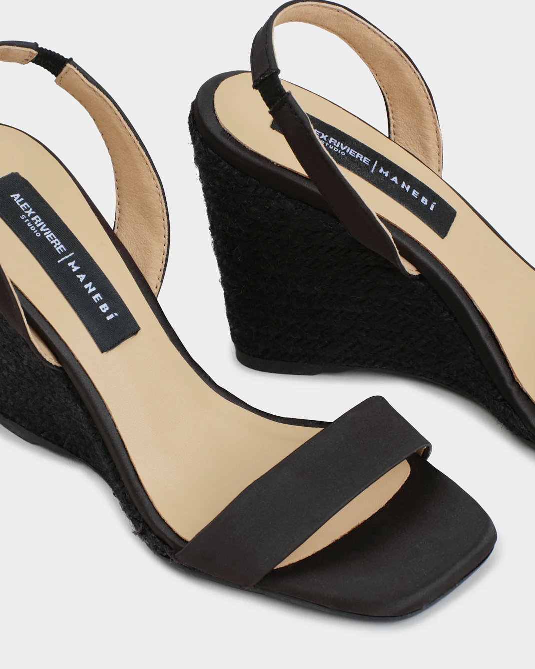 Diana Silk Satin Slingback Open-Toe Wedge Espadrilles - N04XJ - Alex Rivière Studio X Manebí - Black On Tone - Image 4