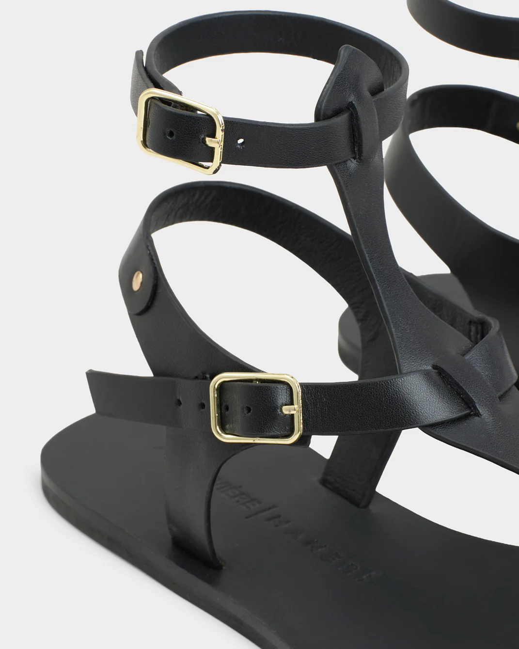 Etienne Leather Gladiator Sandals - M88Y0 - Alex Rivière Studio X Manebí - Black - Image 4