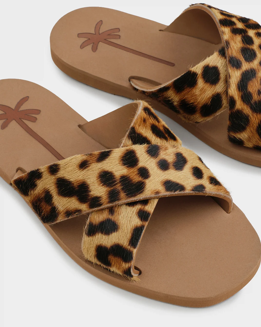 Eva And Calf Hair Crossed Bands Sandals - D62XN - Honolulu - Cuero And Leopard - Image 3