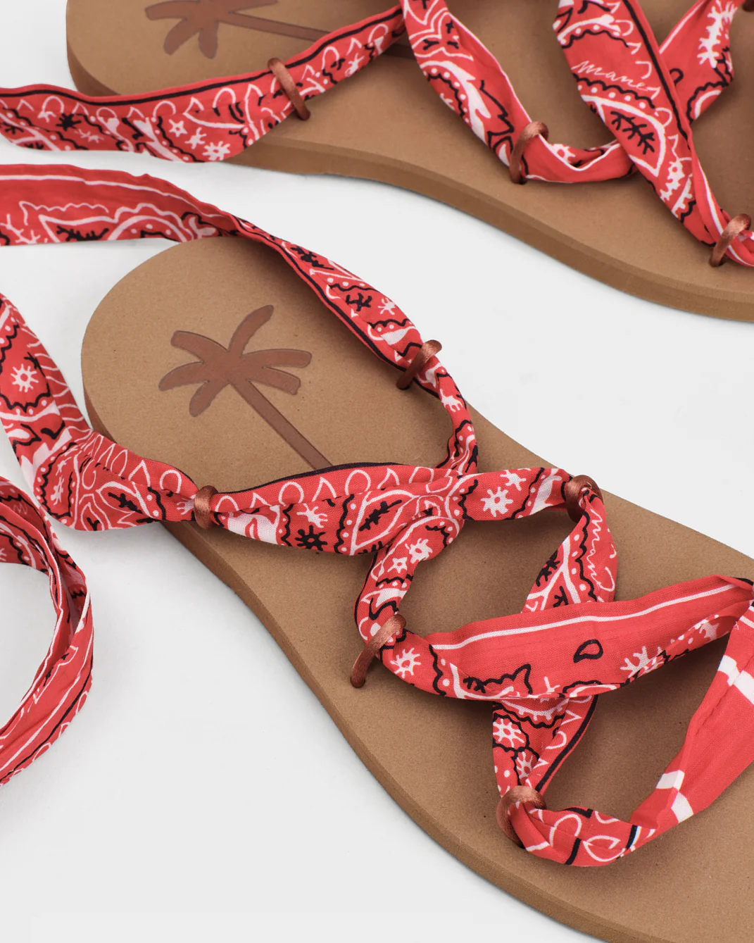 Eva And Cotton Bandana Tie-Up Sandals - O31XR - Honolulu - Cuero Navy Blue And Red - Image 10