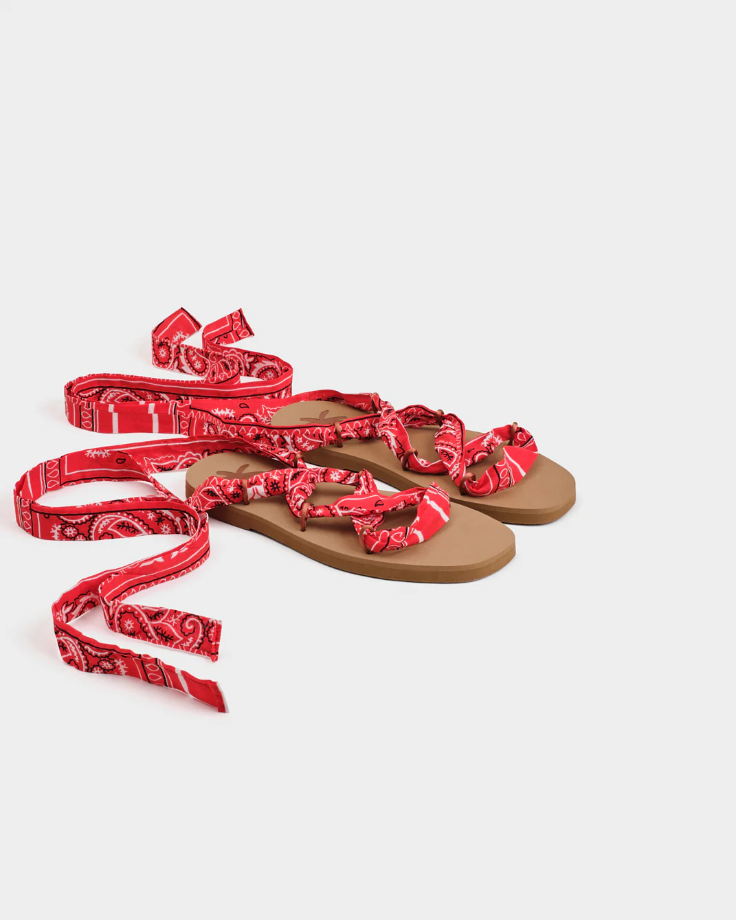 Eva And Cotton Bandana Tie-Up Sandals - O31XR - Honolulu - Cuero Navy Blue And Red - Image 3