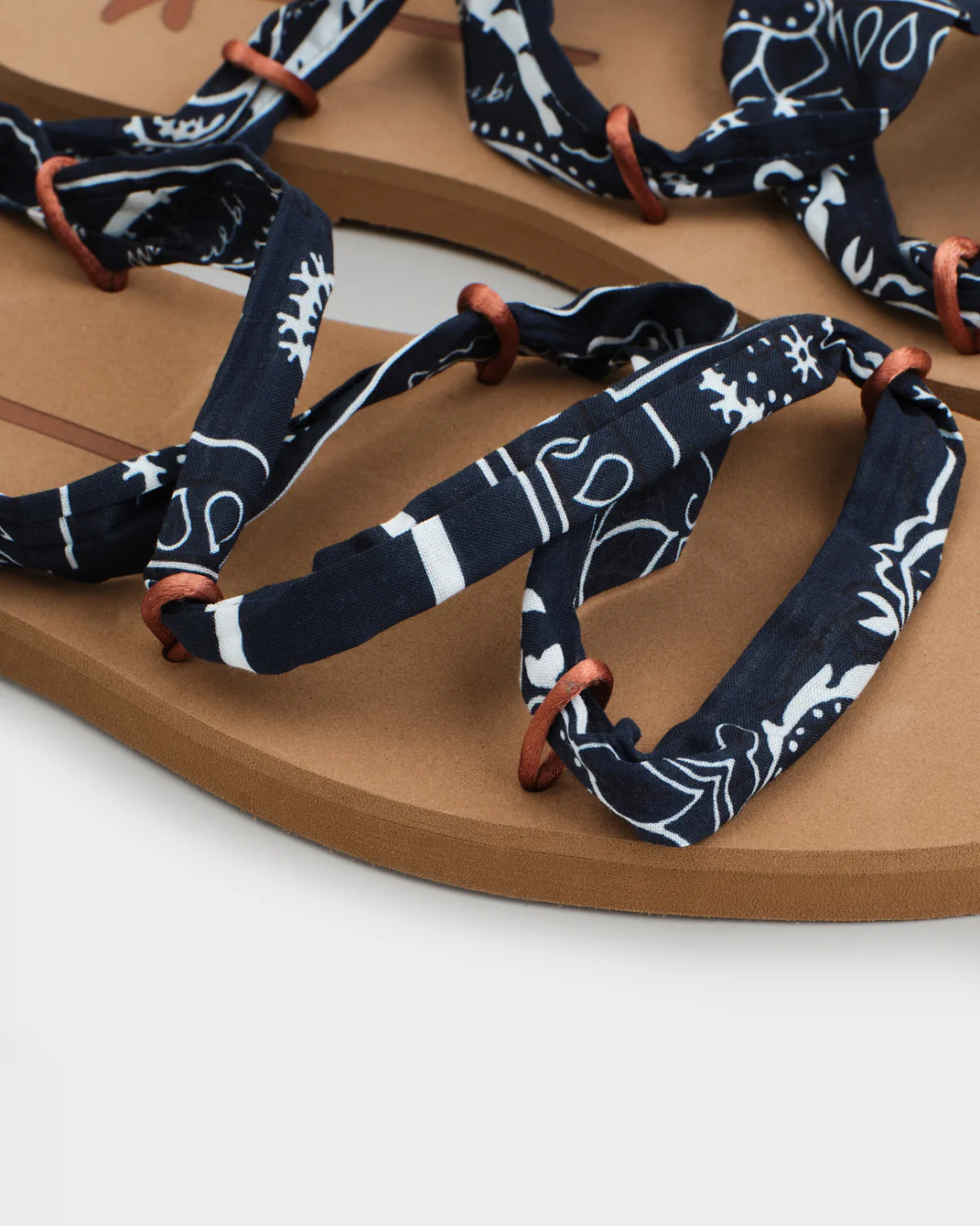 Eva And Cotton Bandana Tie-Up Sandals - O31XR - Honolulu - Cuero Navy Blue And Red - Image 8