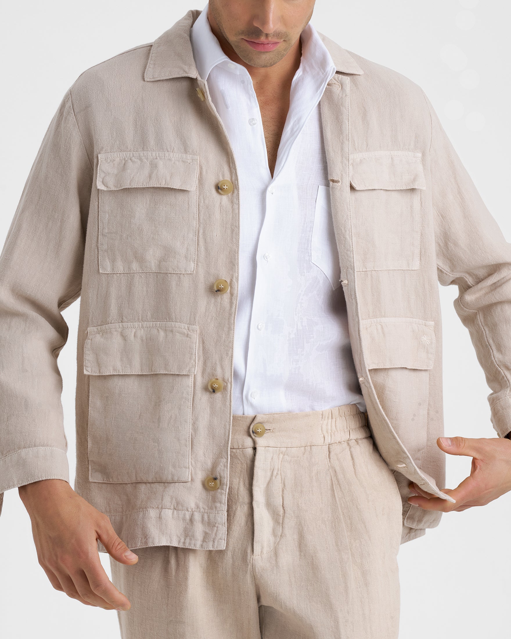 Irish Linen Savana Jacket - I32JJ - Sand - Image 3