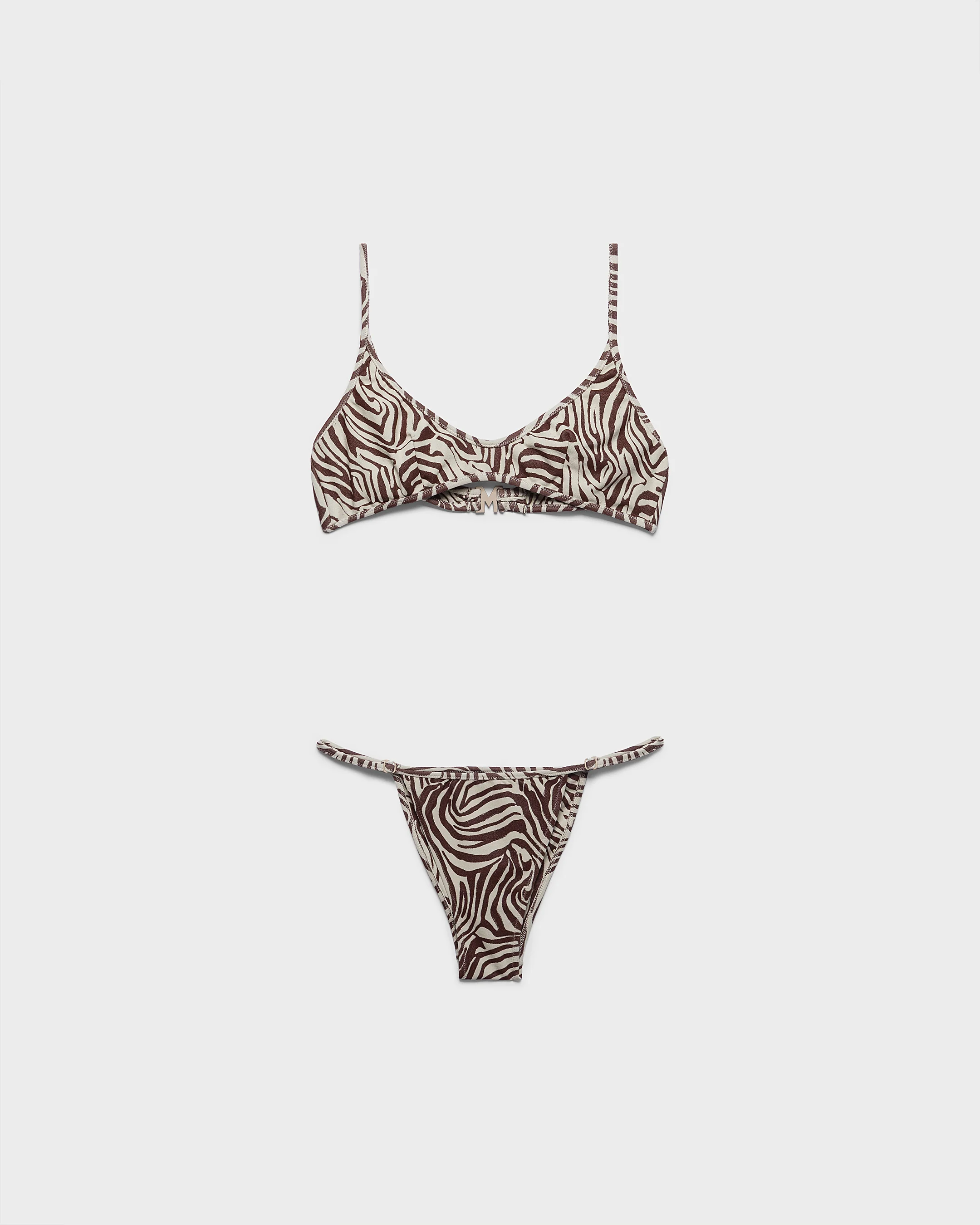 Jacquard Edged Triangle Bikini - T37RQ - Cocoa Zebra