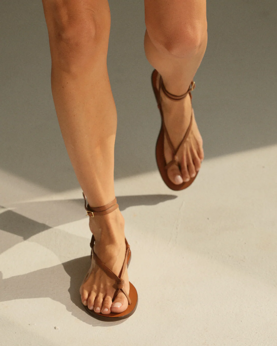 Kate Leather Knot Sandals - M39Y0 - Alex Rivière Studio x Manebí Tan