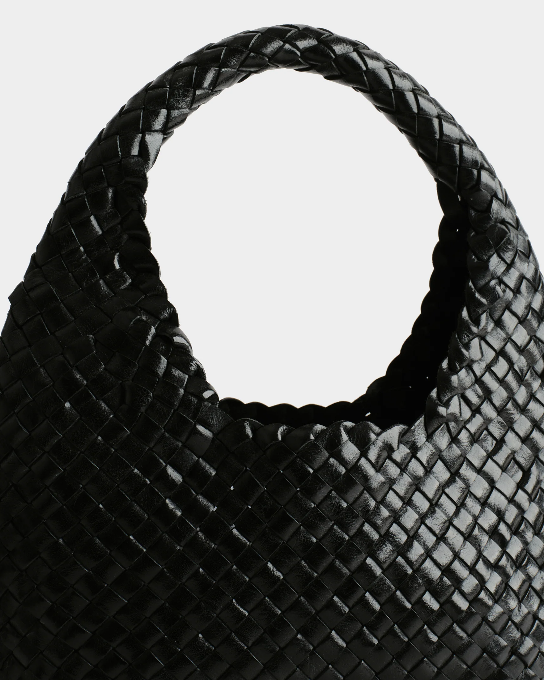 Leather Halfmoon Leather Bag - L15NW - Black - Image 3