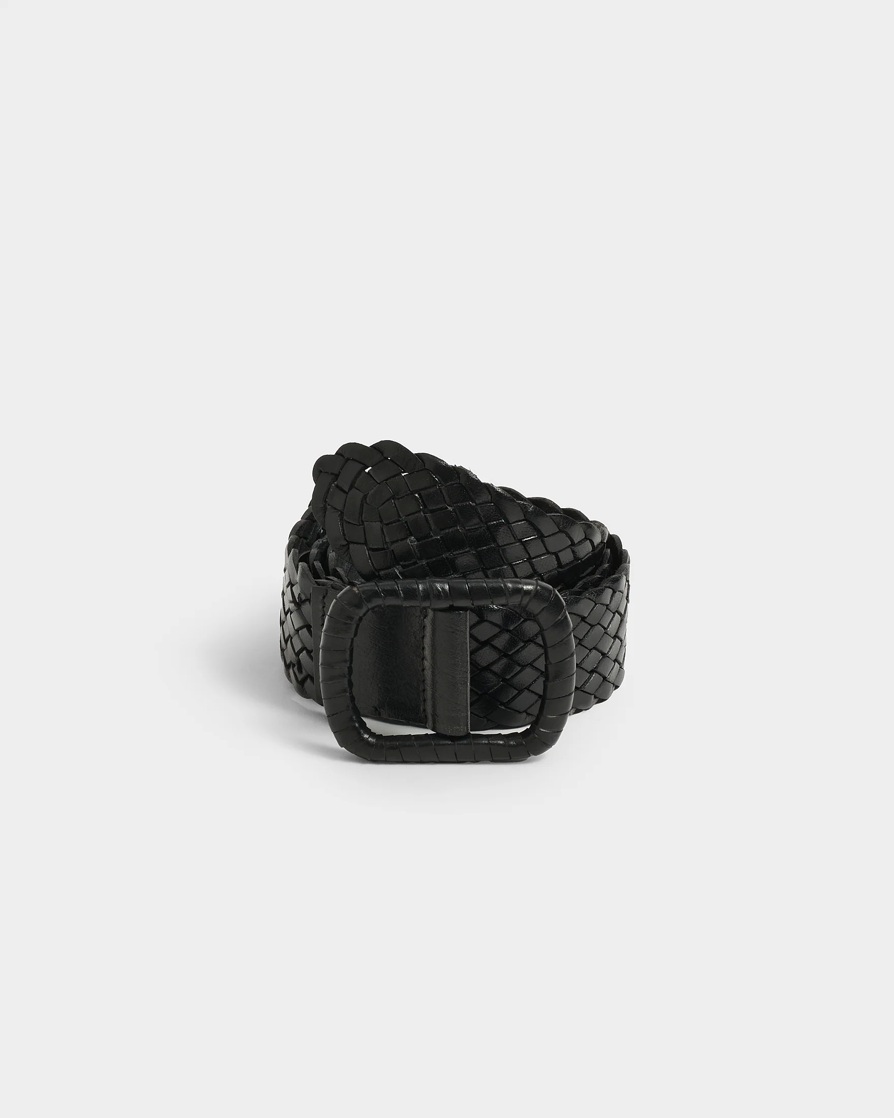 Leather Male Woven Belt - L15NZ - Black