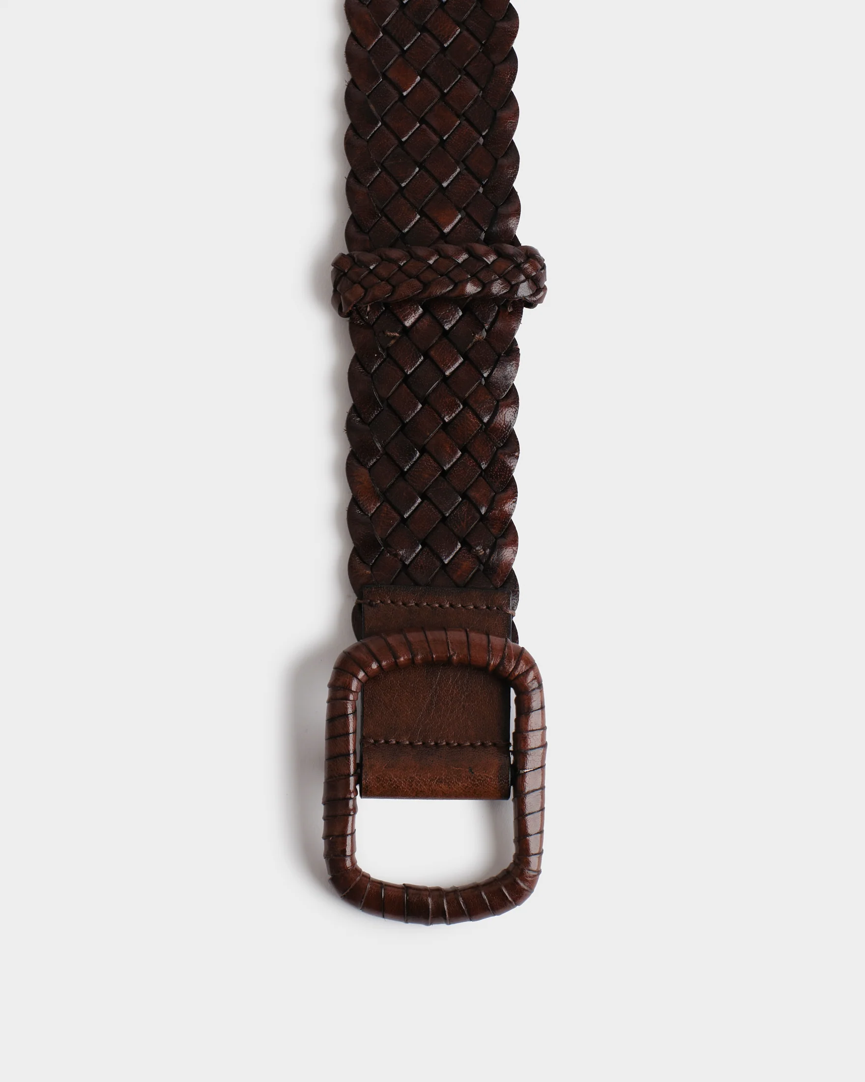 Leather Male Woven Belt - L14NZ - Dark Brown - Image 2