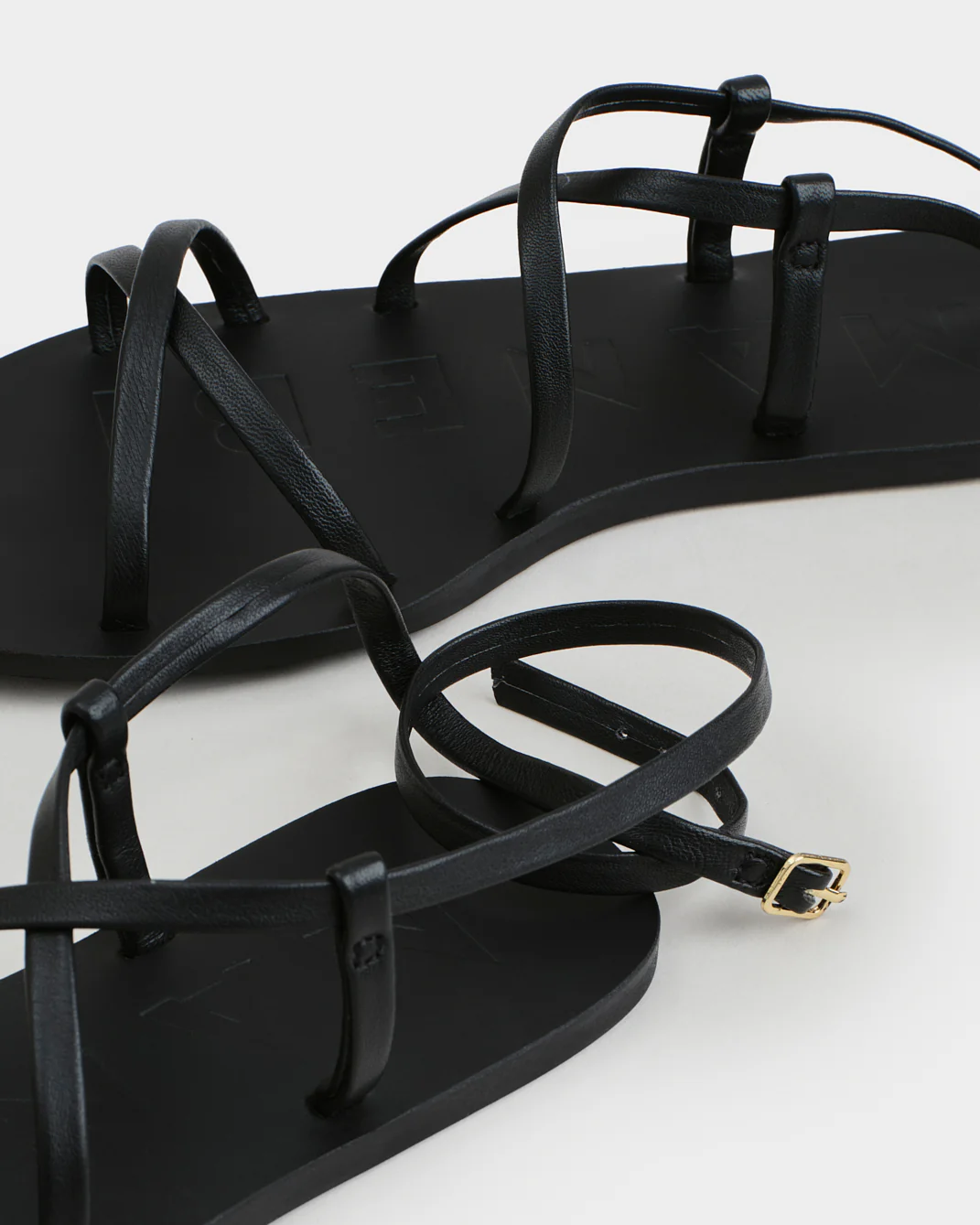 Leather Ankle Strap Sandals - Q26Y0 - Canyon Black - Image 3