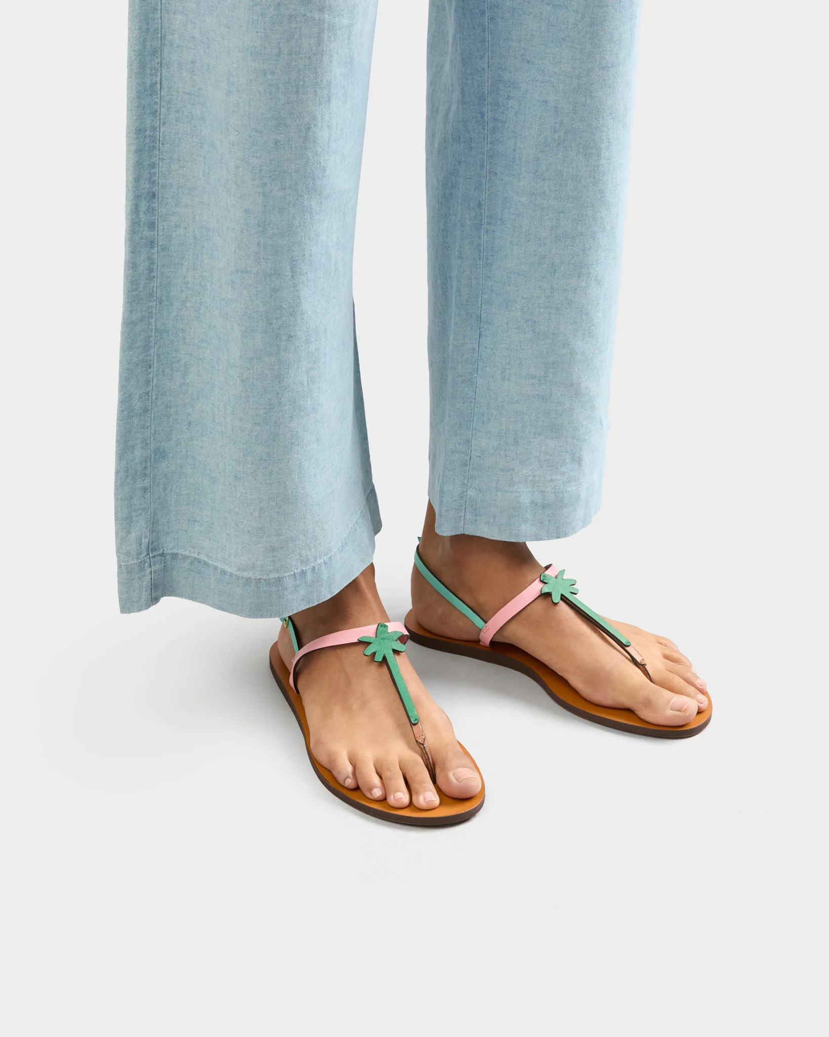 Leather Thongs Sandals - X36Y0 - Canyon - Emerald Palm - Image 2