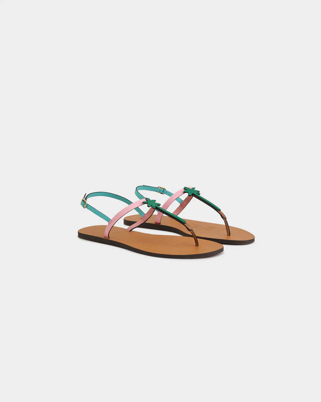Leather Thongs Sandals - X36Y0 - Canyon - Emerald Palm - Image 3