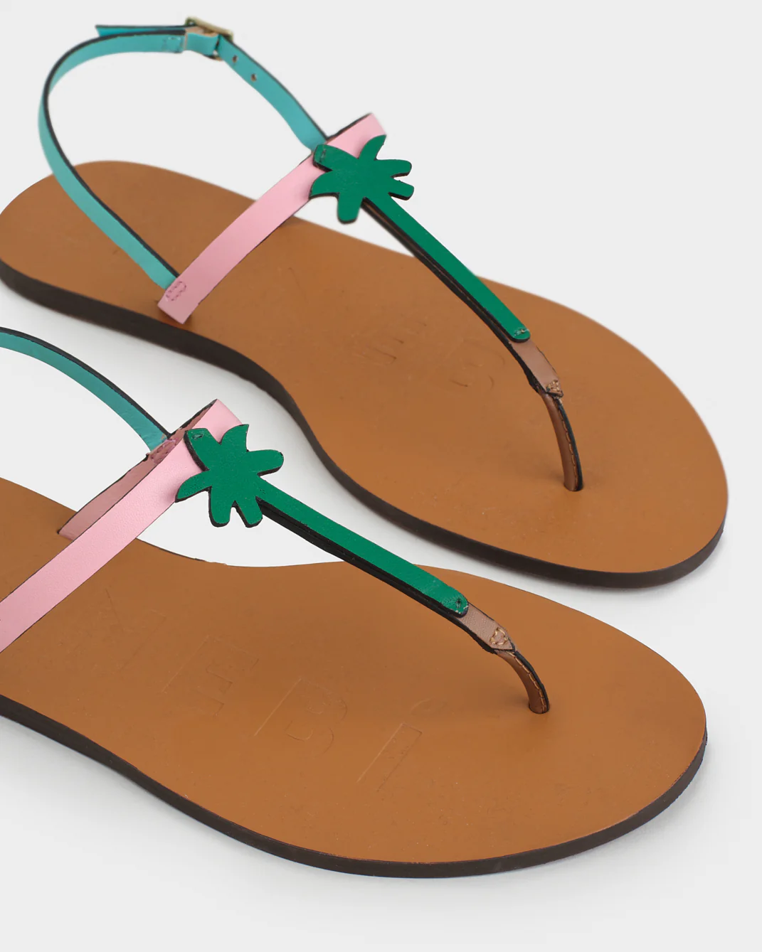 Leather Thongs Sandals - X36Y0 - Canyon - Emerald Palm - Image 4