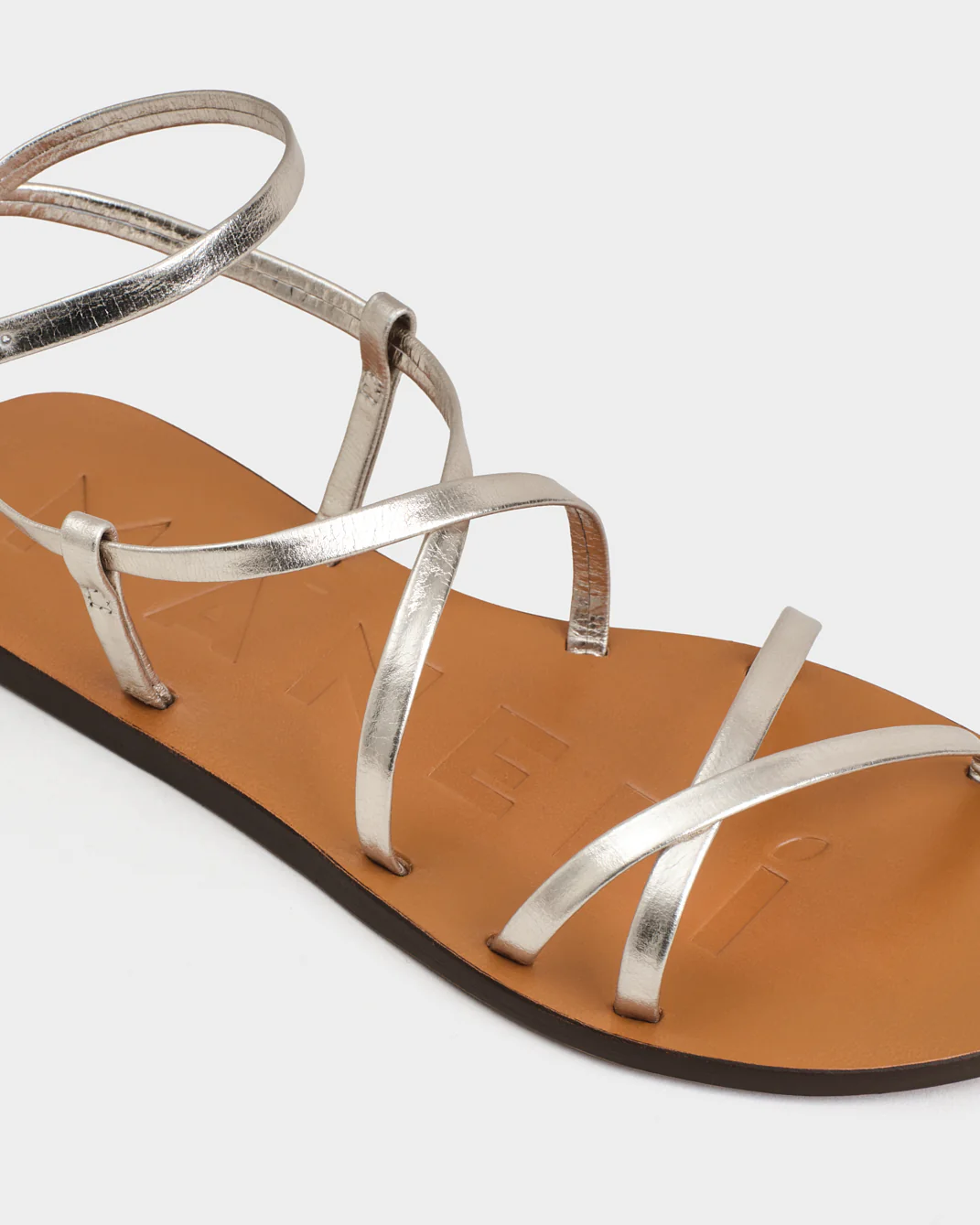 Leather Ankle Strap Sandals - Q29Y0 - Canyon Platinum - Image 3